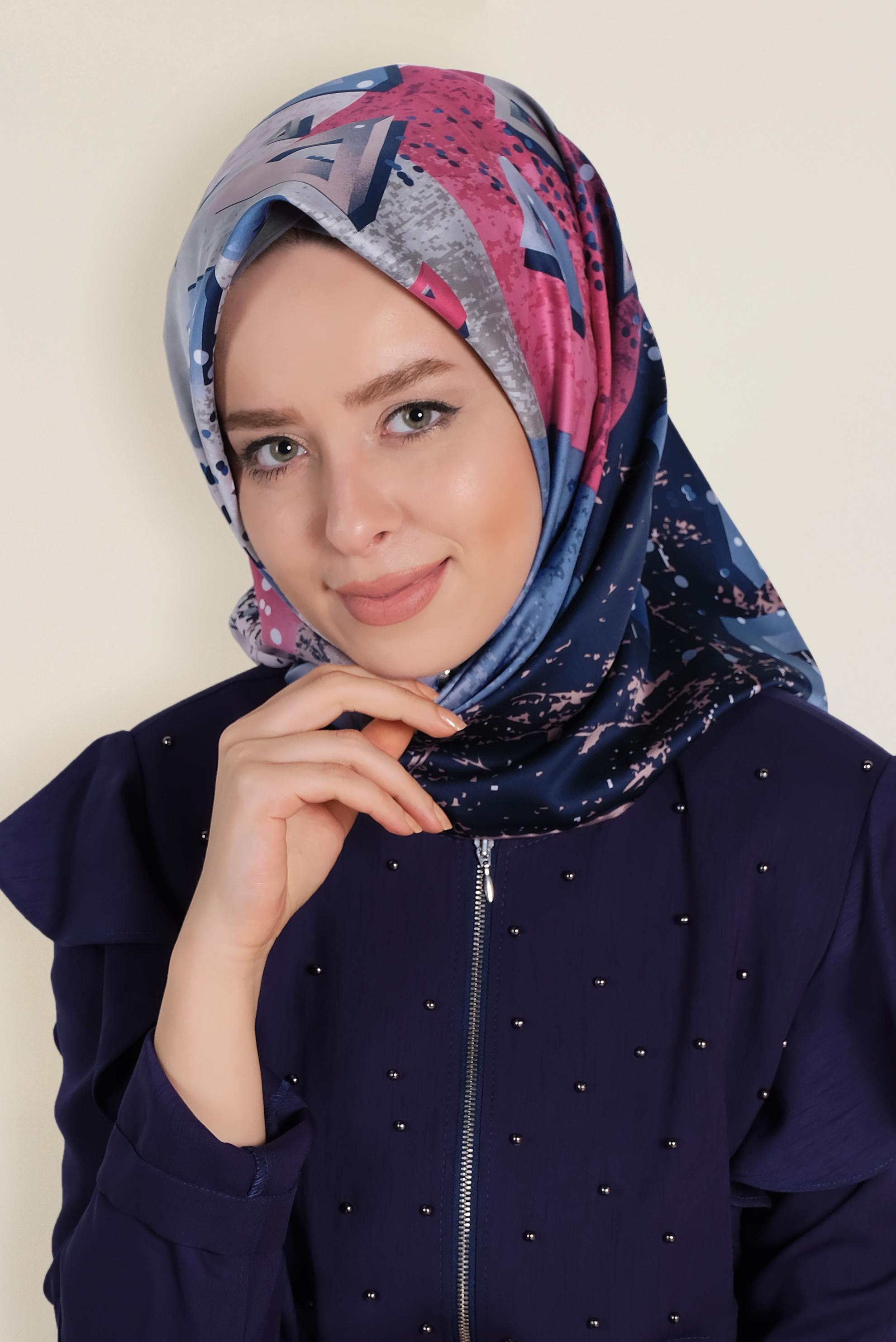 Tesettür giyim PUDRA 12188-1 ALVİNA DESENLİ EŞARP