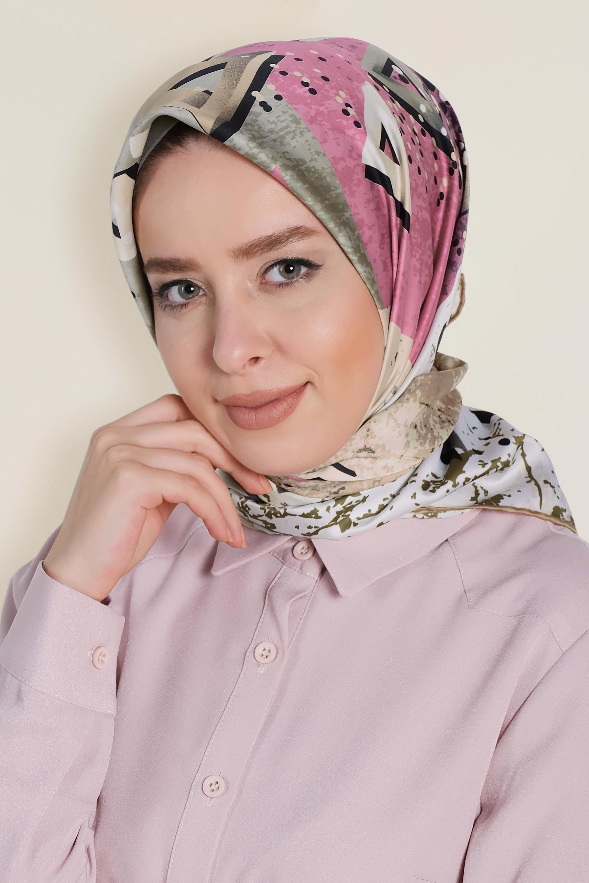 Tesettür giyim KAHVE 12188-1 ALVİNA DESENLİ EŞARP