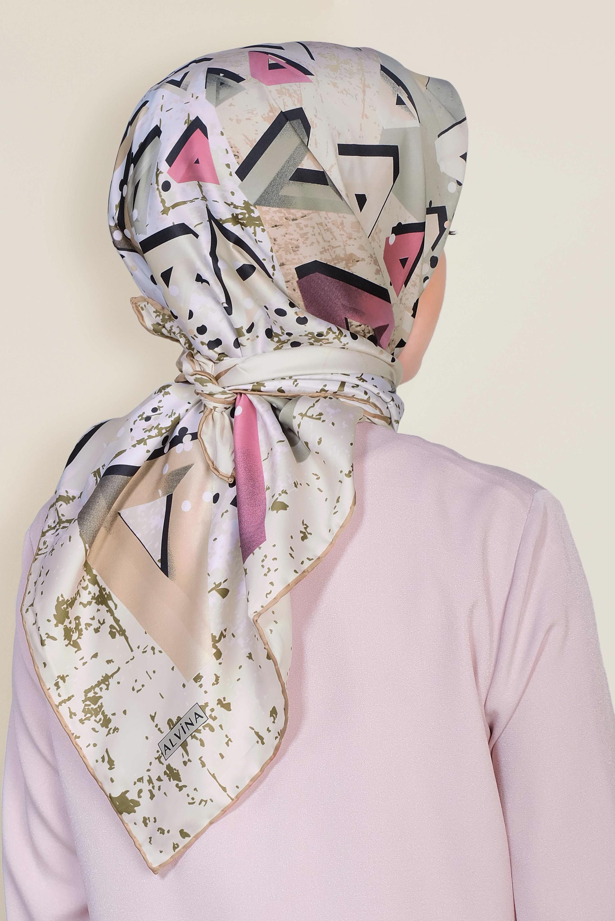 Tesettür giyim KAHVE 12188-1 ALVİNA DESENLİ EŞARP