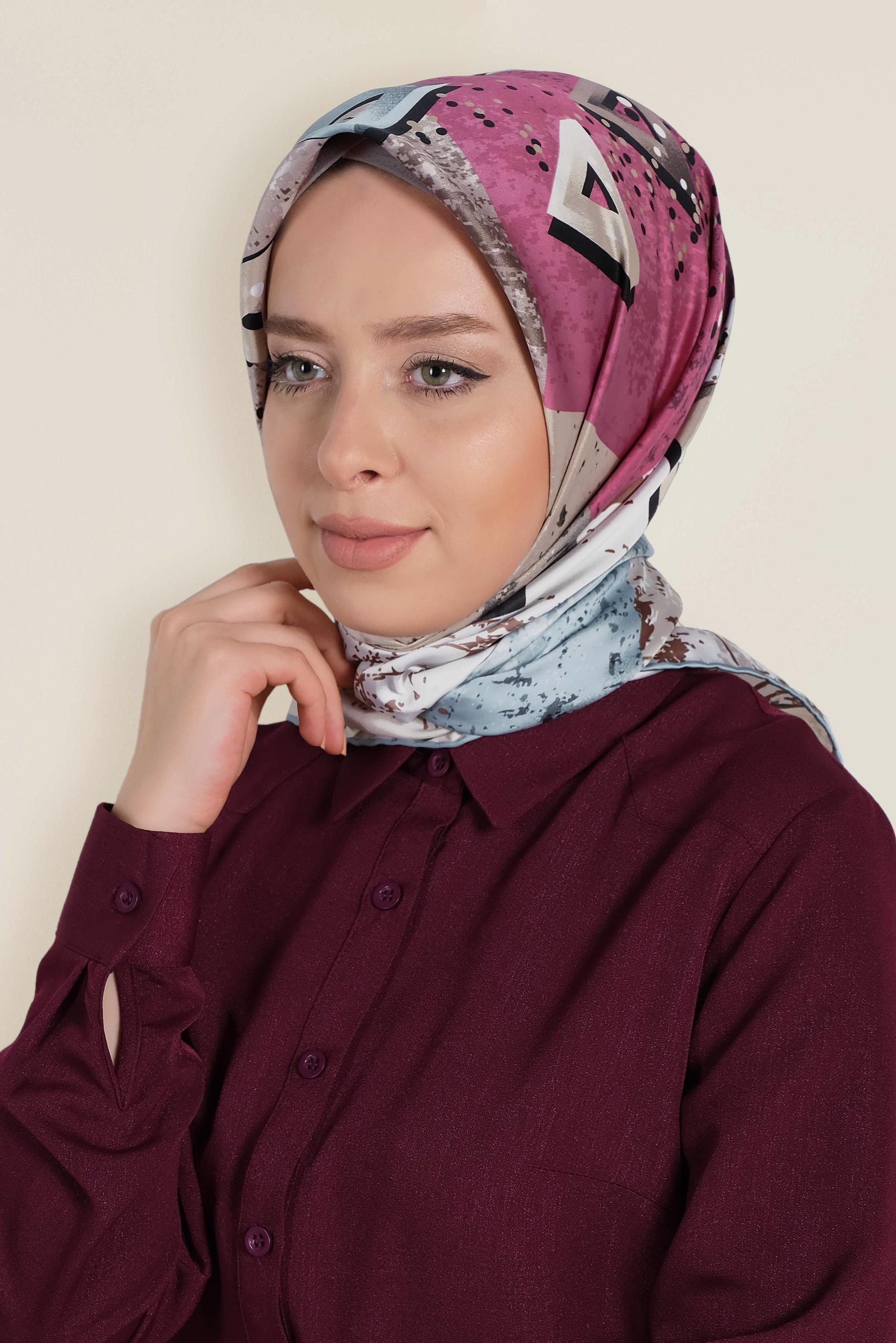 Tesettür giyim YEŞİL 12188-1 ALVİNA DESENLİ EŞARP