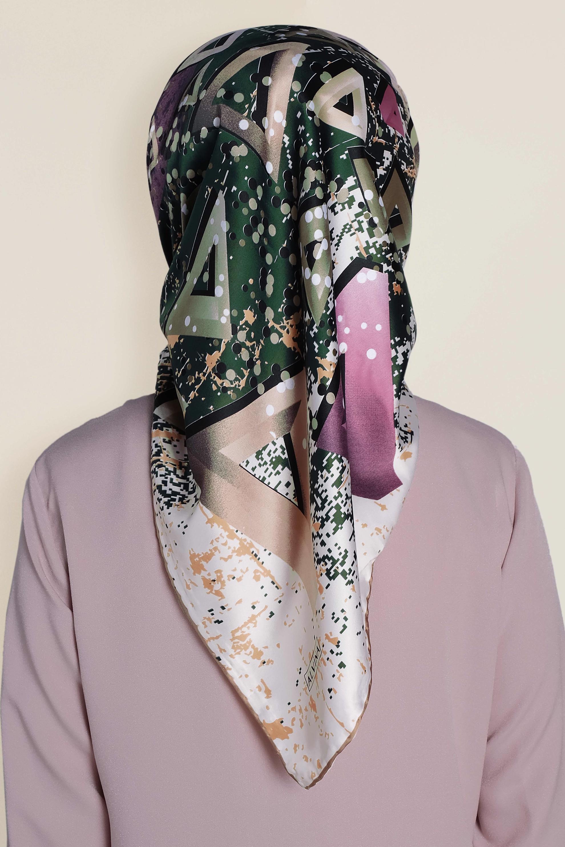 Tesettür giyim YEŞİL 12188-1 ALVİNA DESENLİ EŞARP