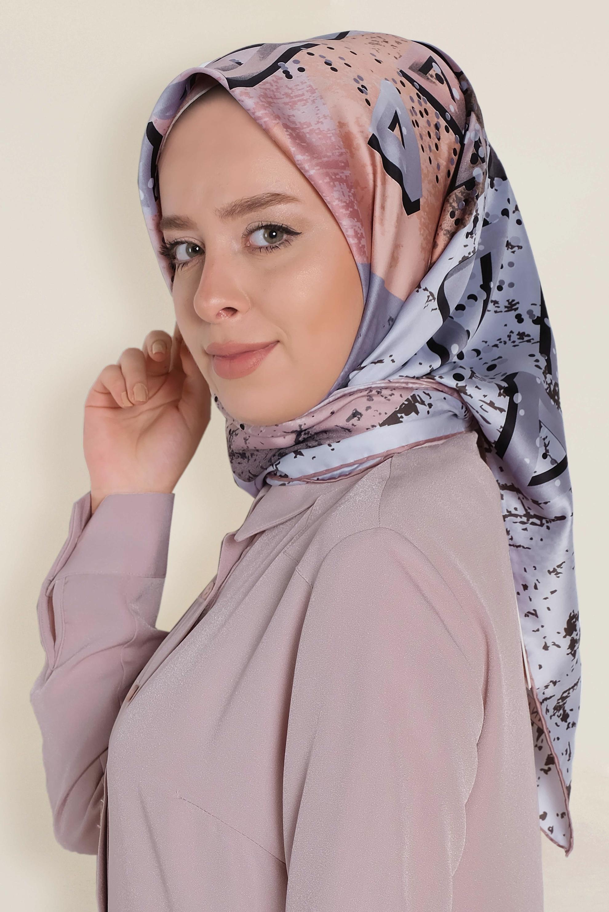 Tesettür giyim MAVİ 12188-1 ALVİNA DESENLİ EŞARP