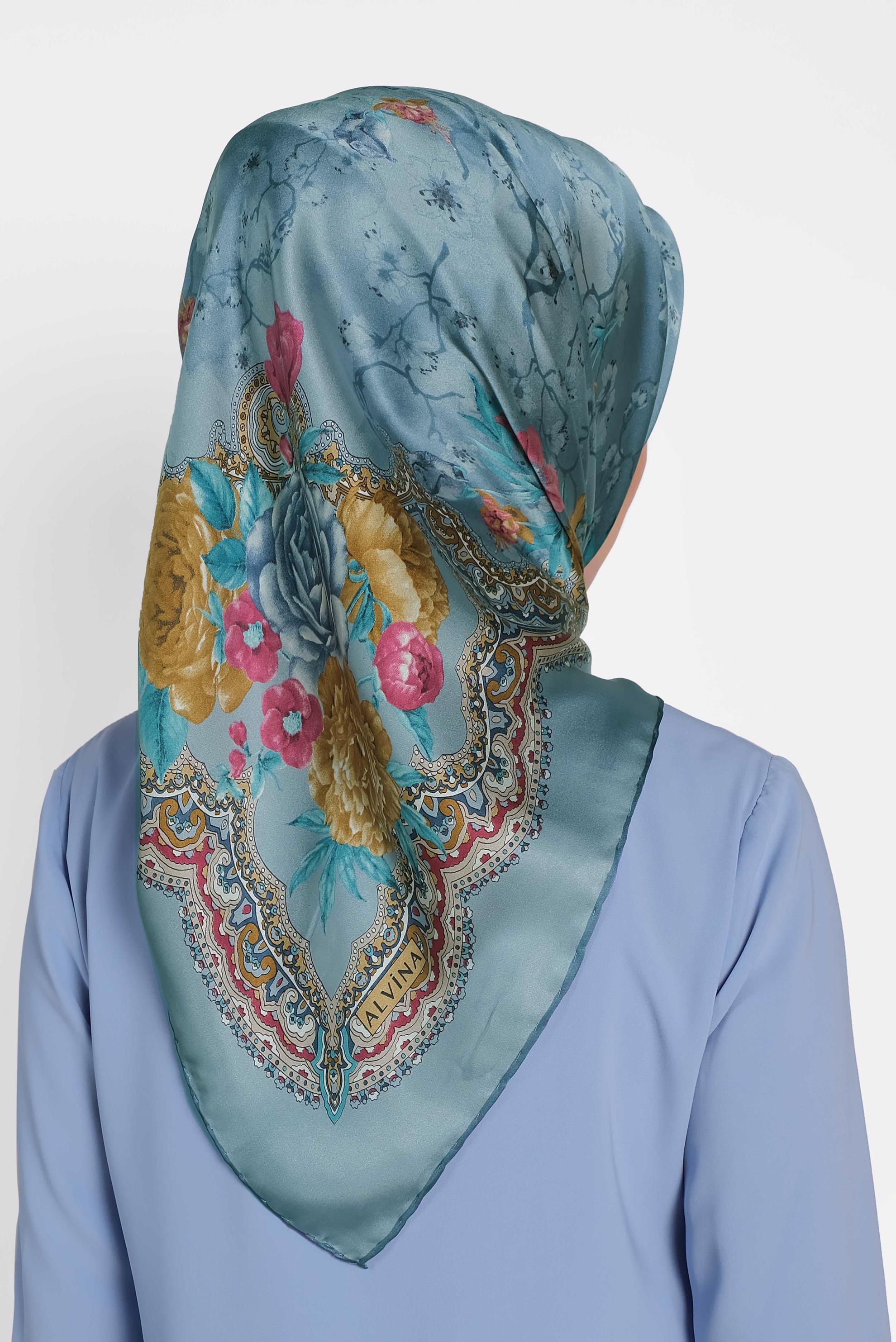 Tesettür giyim MAVİ 12193-1 ALVİNA İPEK EŞARP