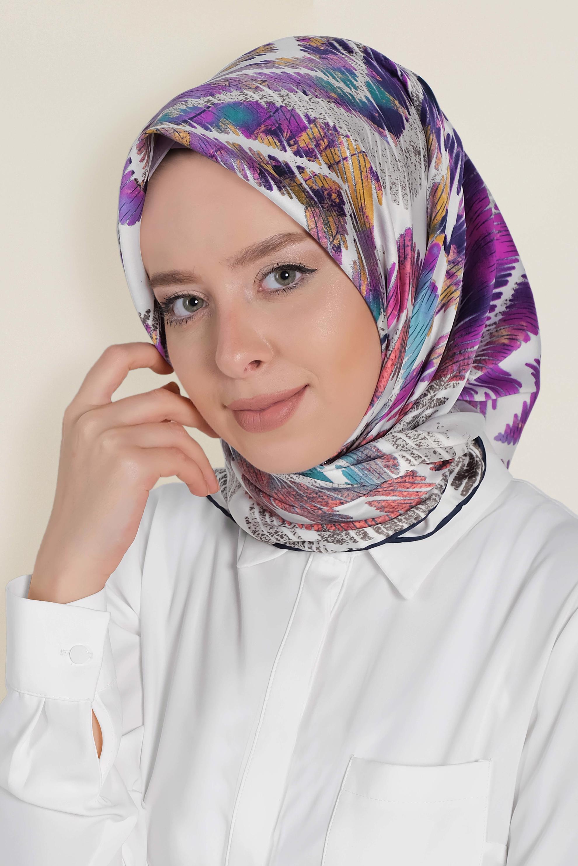 Tesettür giyim BEJ 13308-1 ALVİNA DESENLİ EŞARP