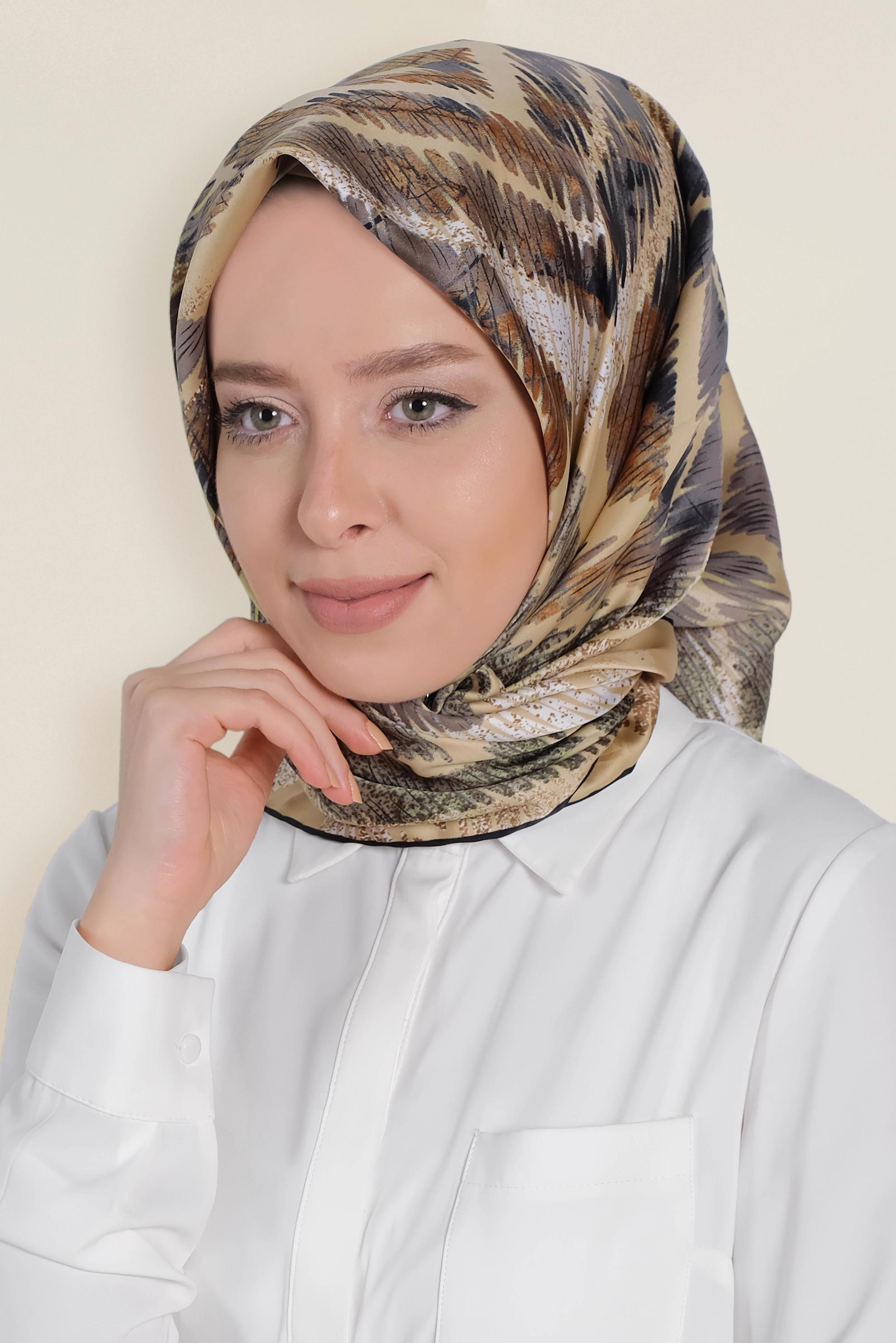 Tesettür giyim ALTIN 13308-1 ALVİNA DESENLİ EŞARP