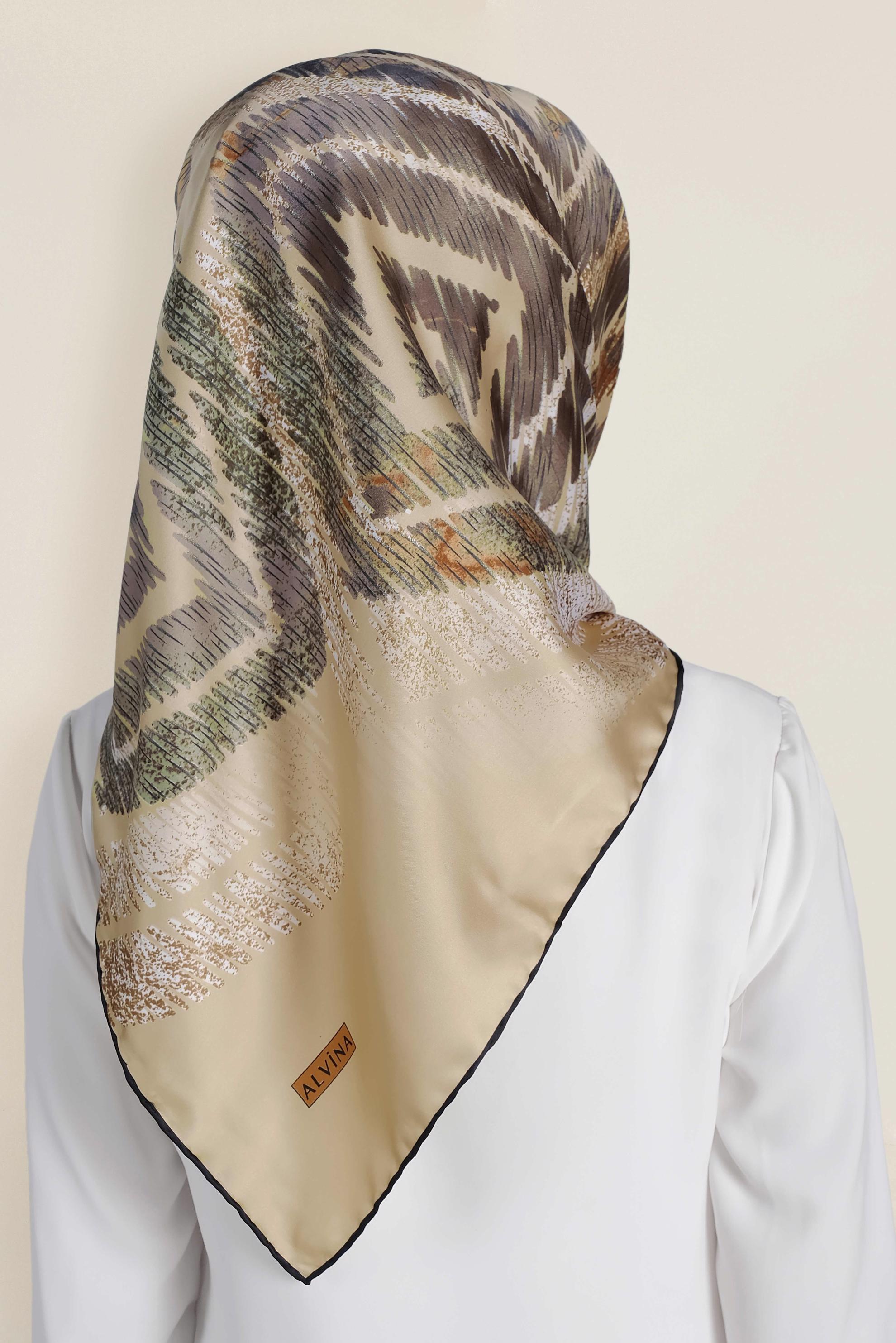 Tesettür giyim ALTIN 13308-1 ALVİNA DESENLİ EŞARP