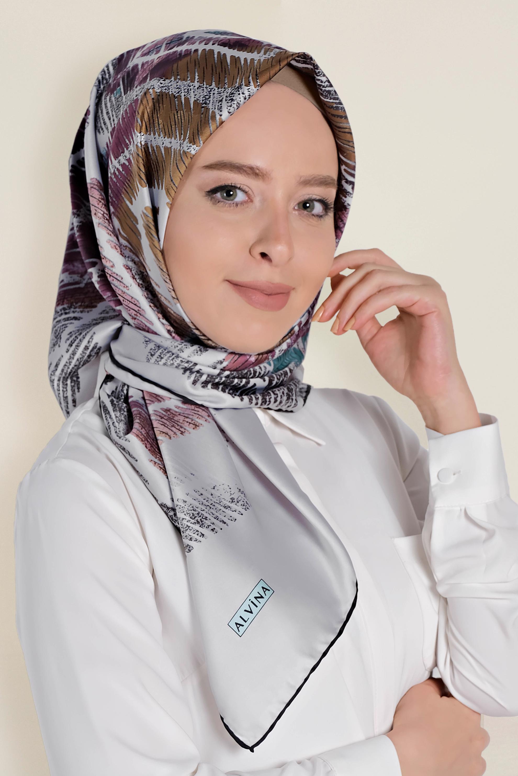 Tesettür giyim GÜMÜŞ 13308-1 ALVİNA DESENLİ EŞARP