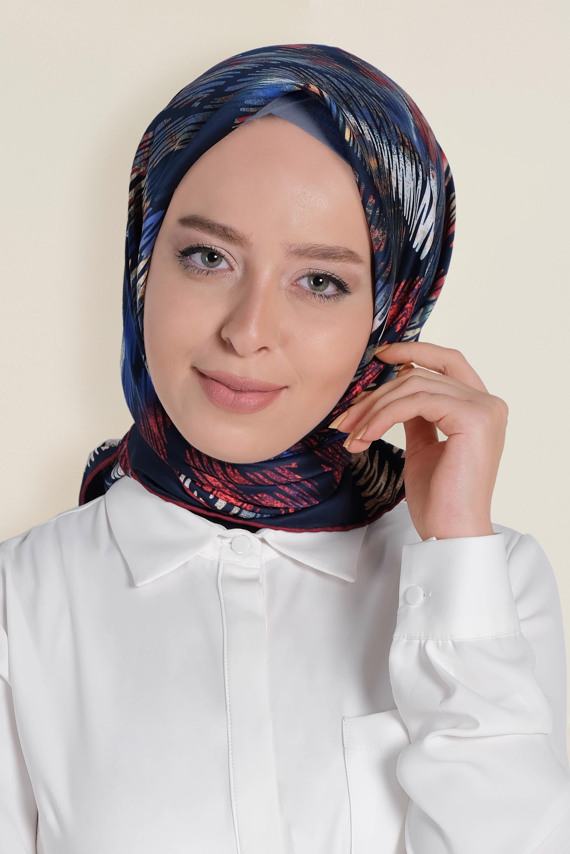 Tesettür giyim LACİVERT 13308-1 ALVİNA DESENLİ EŞARP