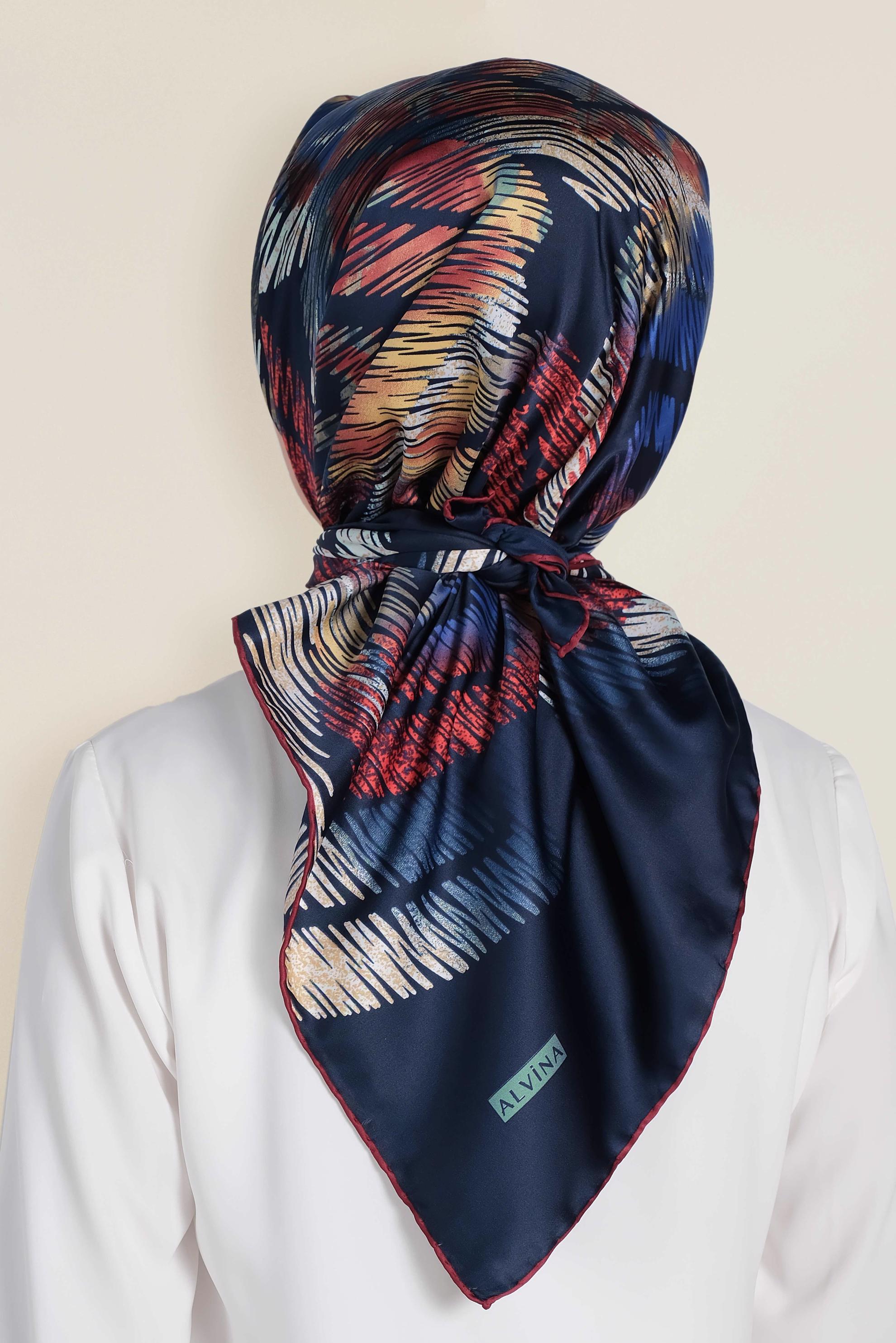 Tesettür giyim LACİVERT 13308-1 ALVİNA DESENLİ EŞARP