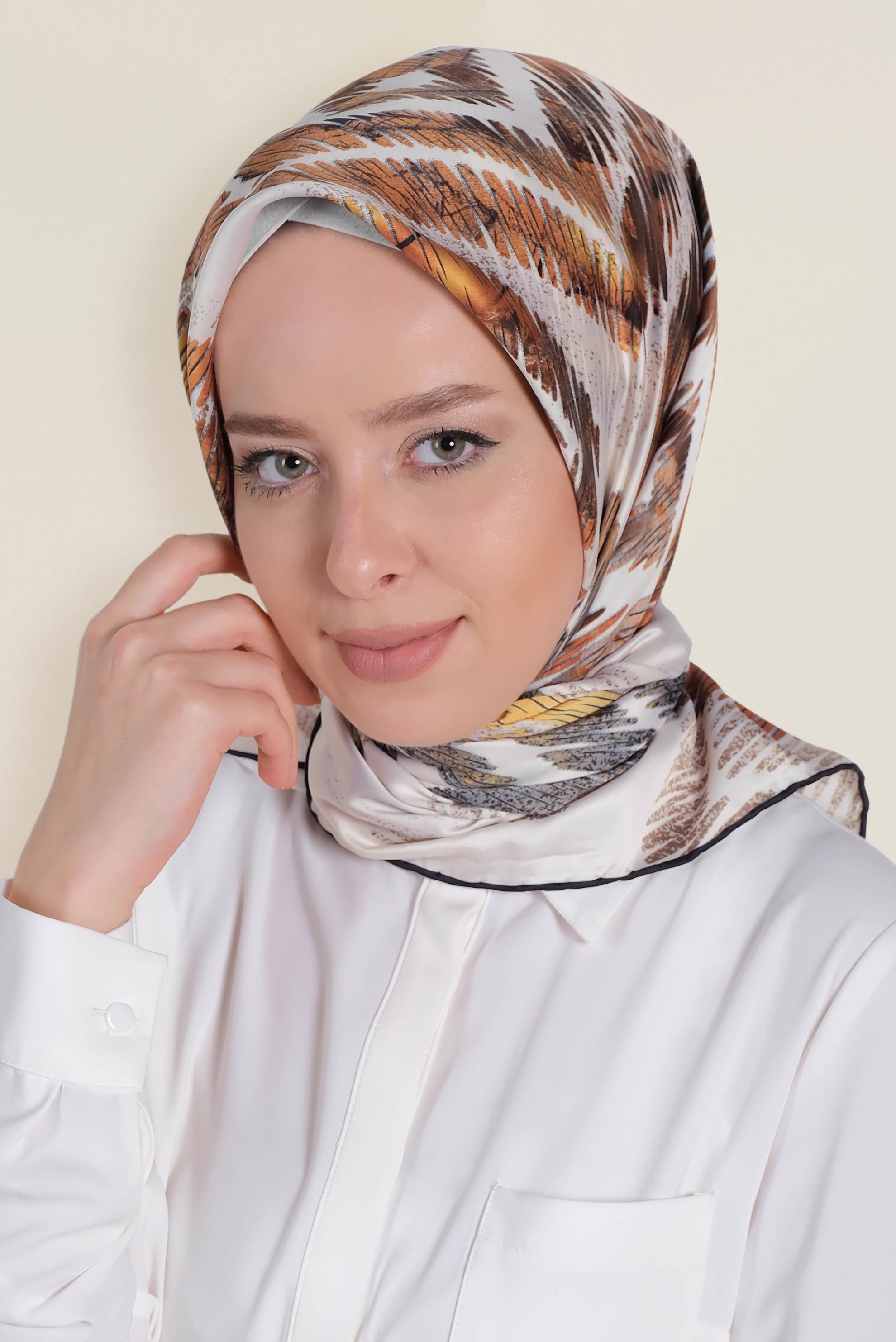 Tesettür giyim VİZON 13308-1 ALVİNA DESENLİ EŞARP