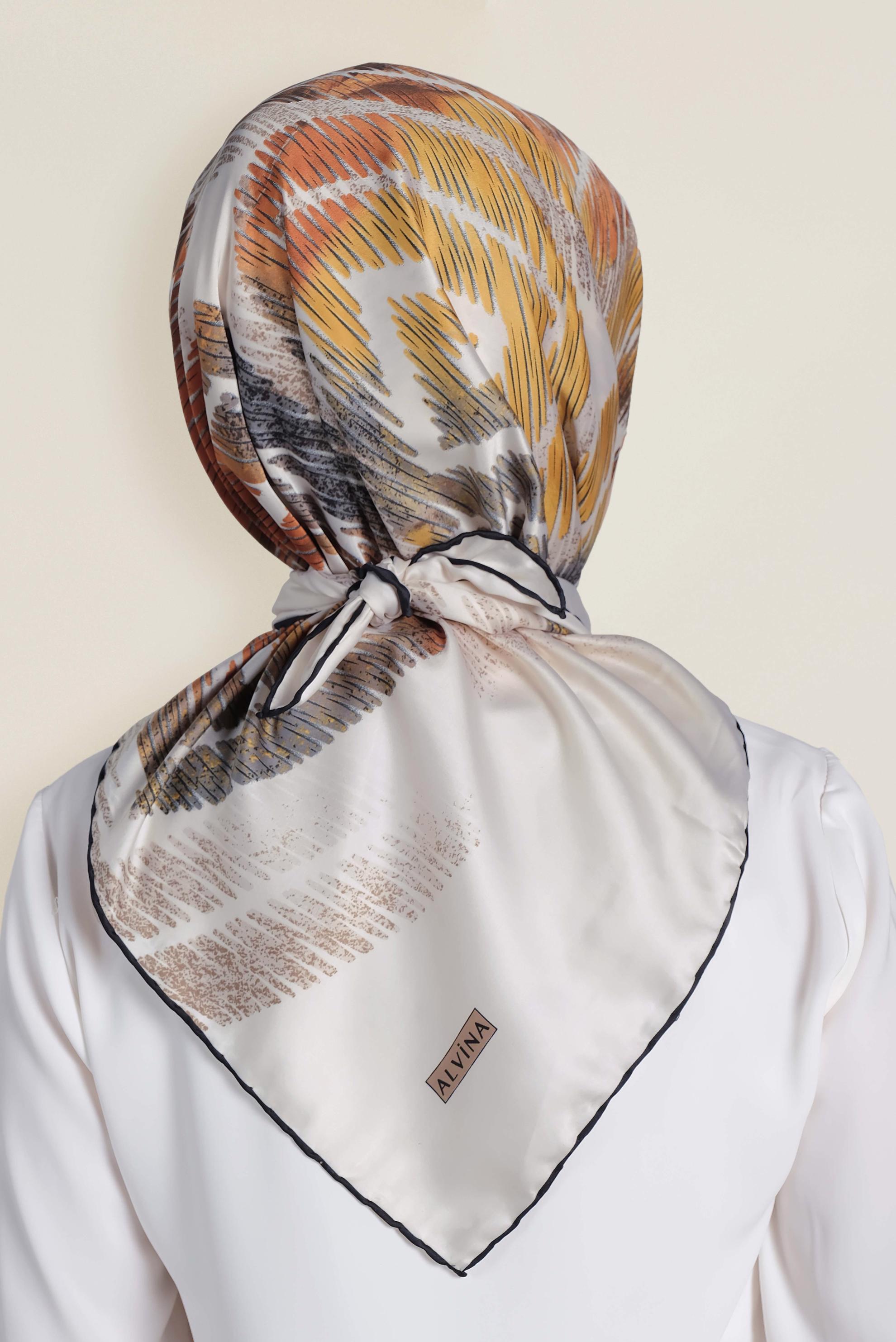 Tesettür giyim VİZON 13308-1 ALVİNA DESENLİ EŞARP