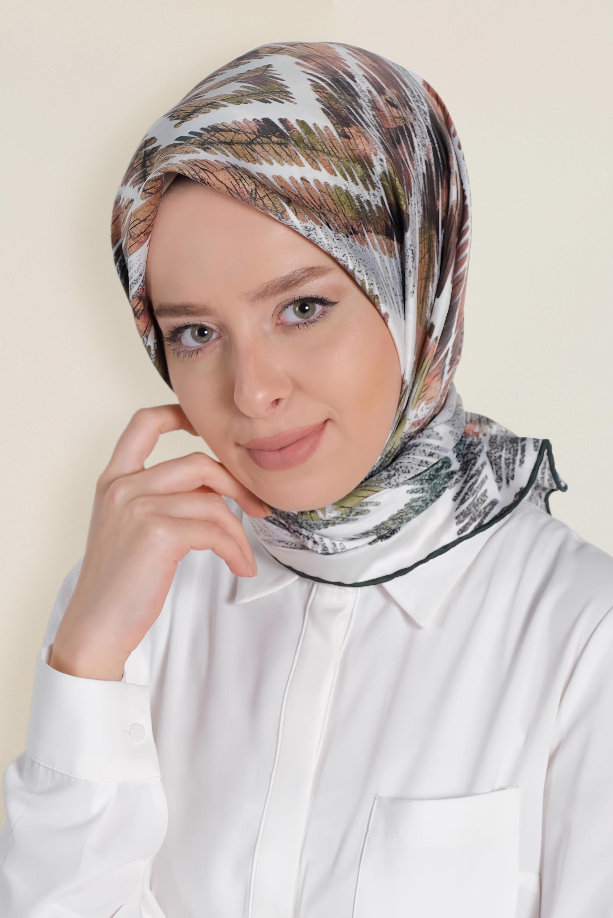 Tesettür giyim BEJ 13308-1 ALVİNA DESENLİ EŞARP