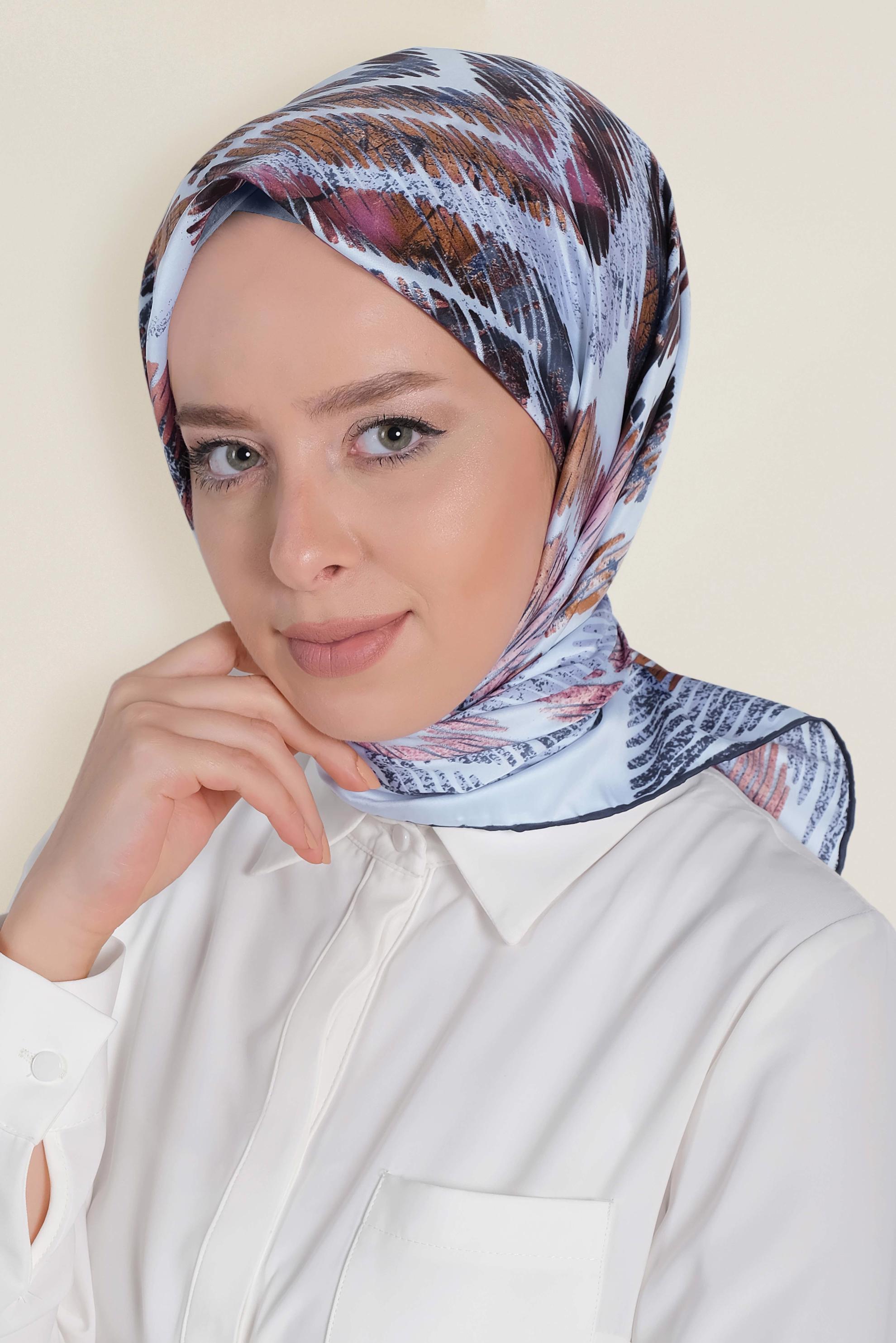 Tesettür giyim MAVİ 13308-1 ALVİNA DESENLİ EŞARP