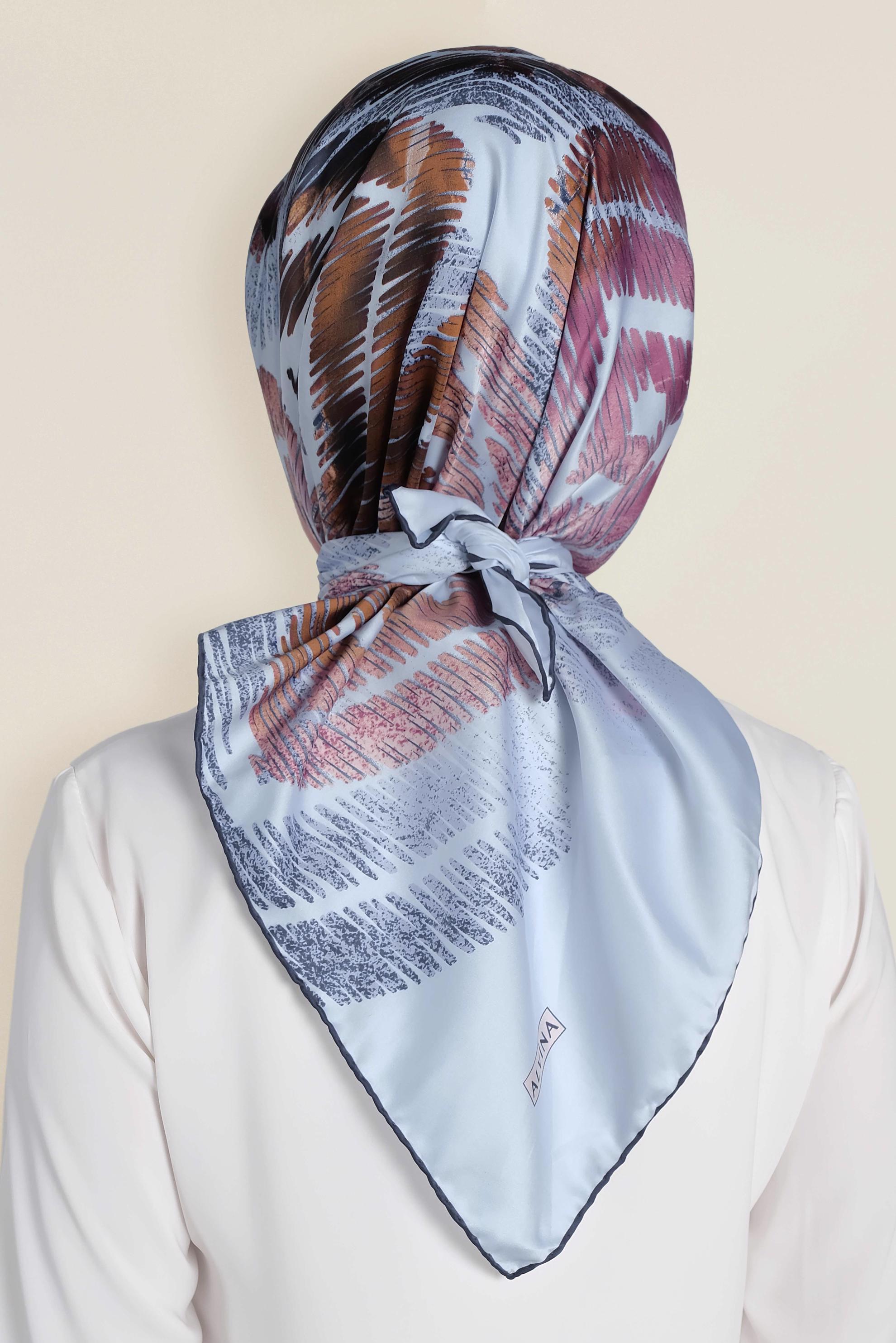 Tesettür giyim MAVİ 13308-1 ALVİNA DESENLİ EŞARP