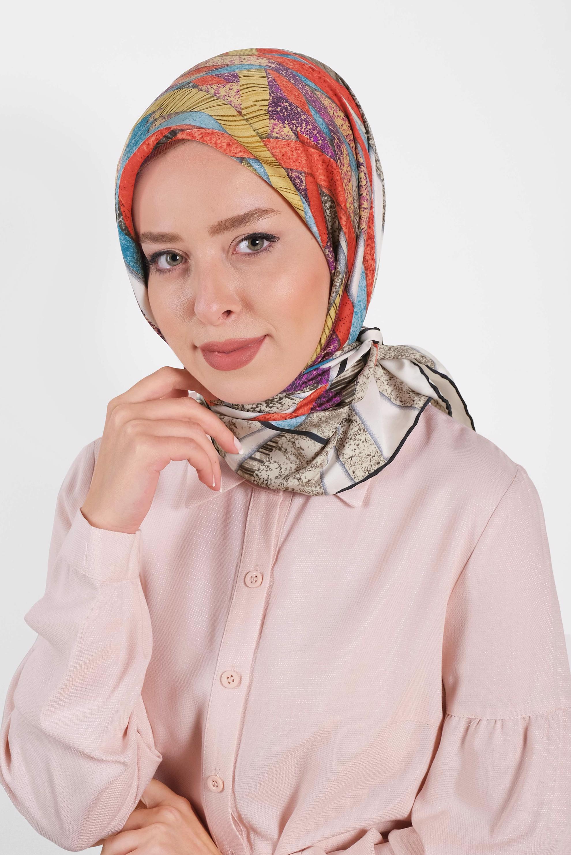 Tesettür giyim BEYAZ 13309-1 ALVİNA DESENLİ EŞARP