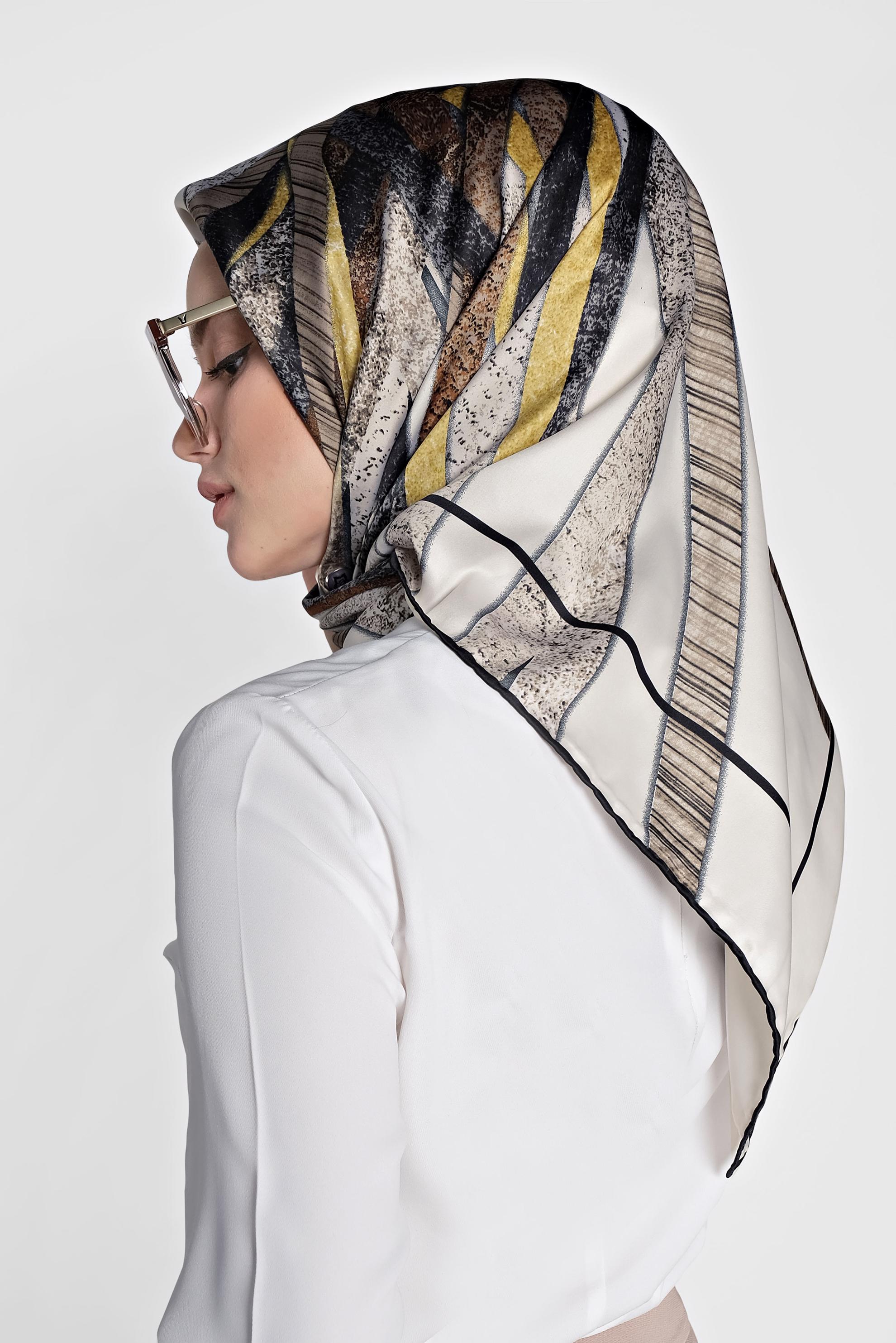 Tesettür giyim BEJ 13309-1 ALVİNA DESENLİ EŞARP