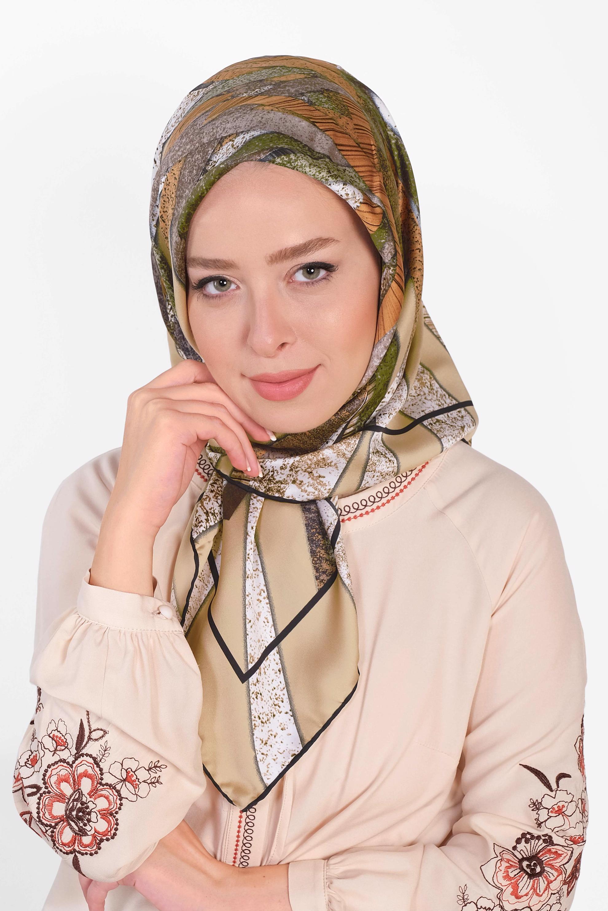 Tesettür giyim ALTIN 13309-1 ALVİNA DESENLİ EŞARP