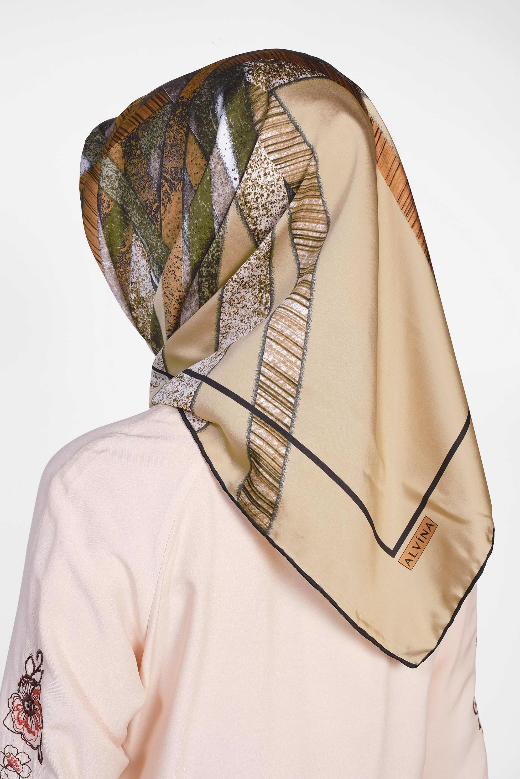 Tesettür giyim ALTIN 13309-1 ALVİNA DESENLİ EŞARP