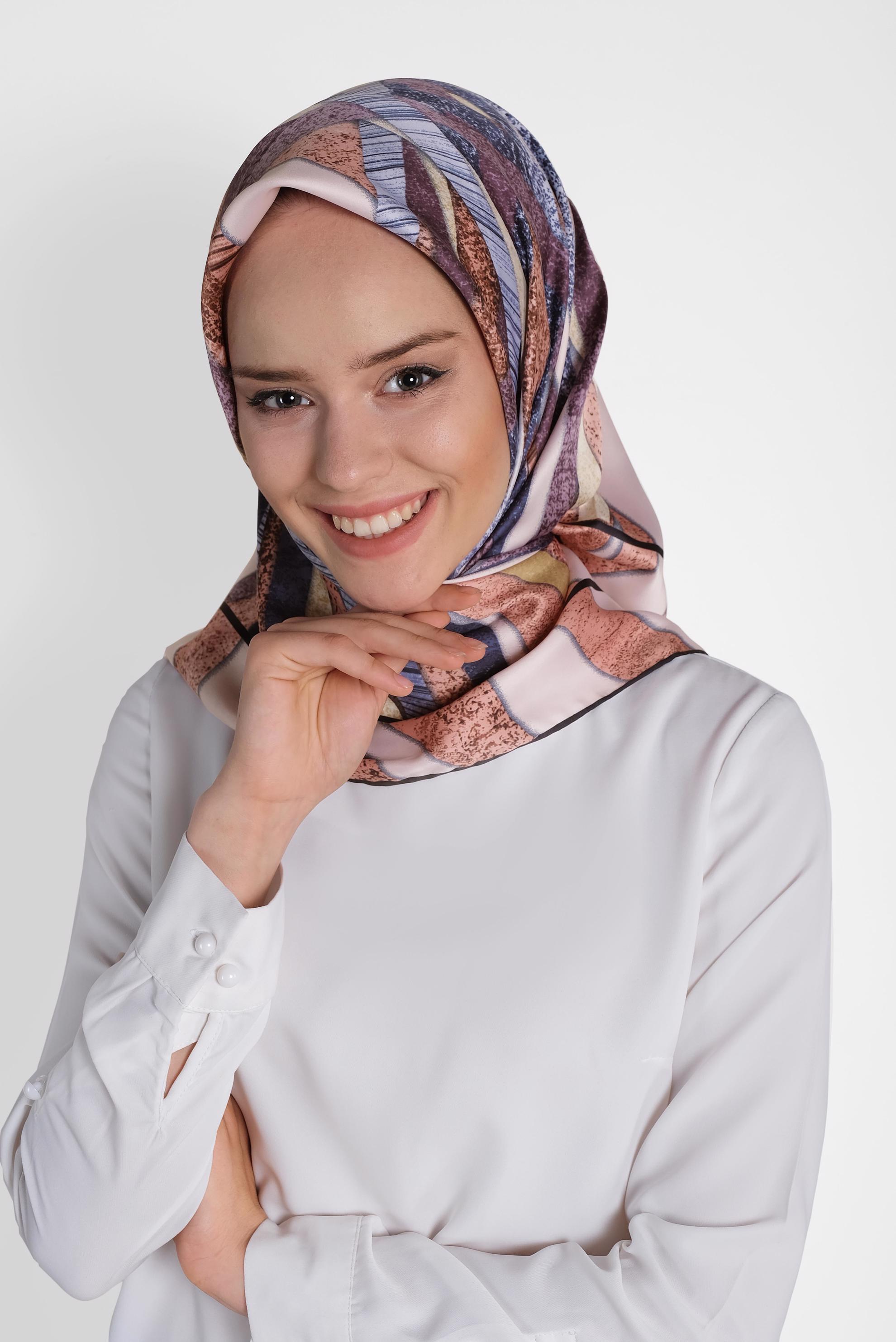 Tesettür giyim PUDRA 13309-1 ALVİNA DESENLİ EŞARP