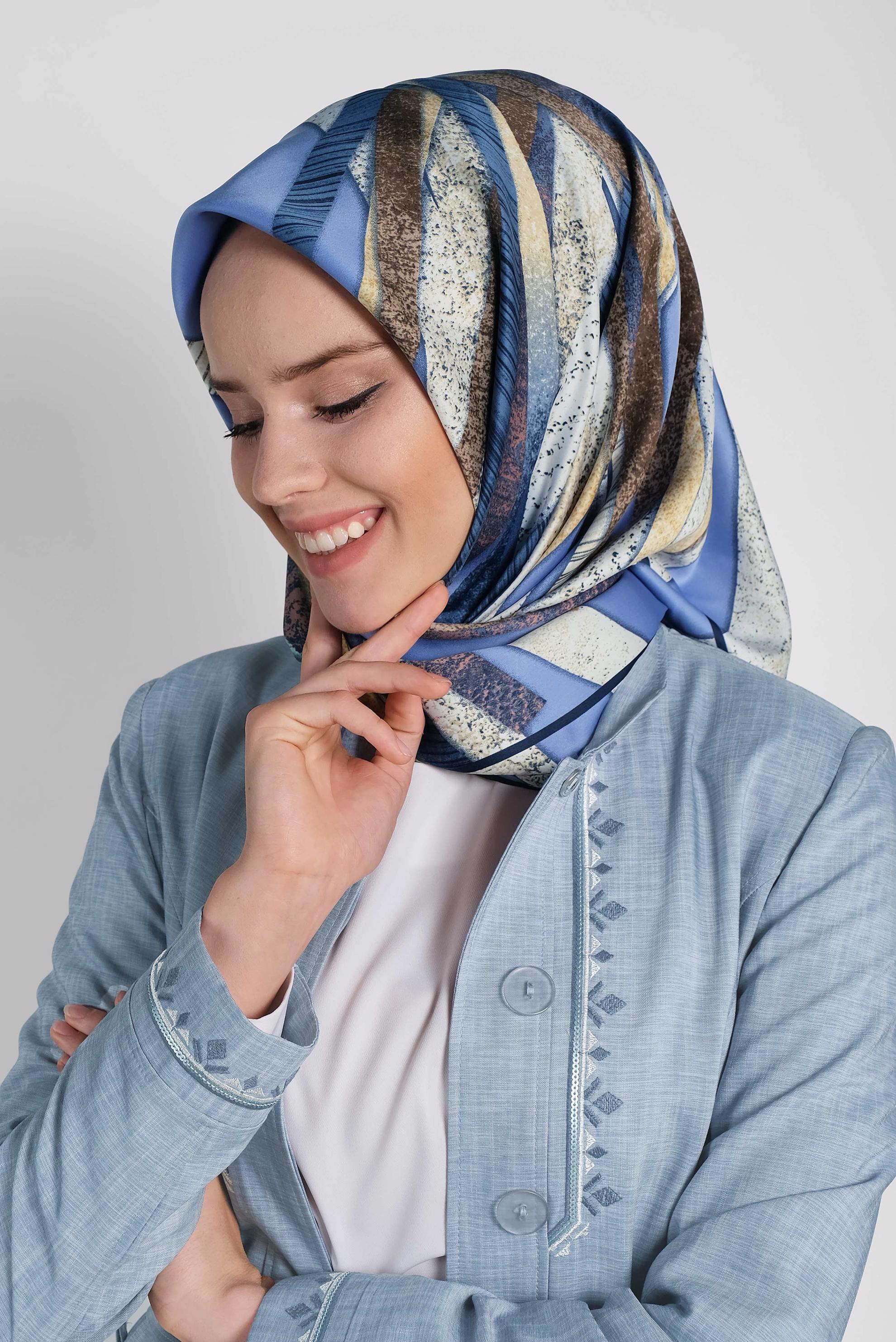 Tesettür giyim LACİVERT 13309-1 ALVİNA DESENLİ EŞARP