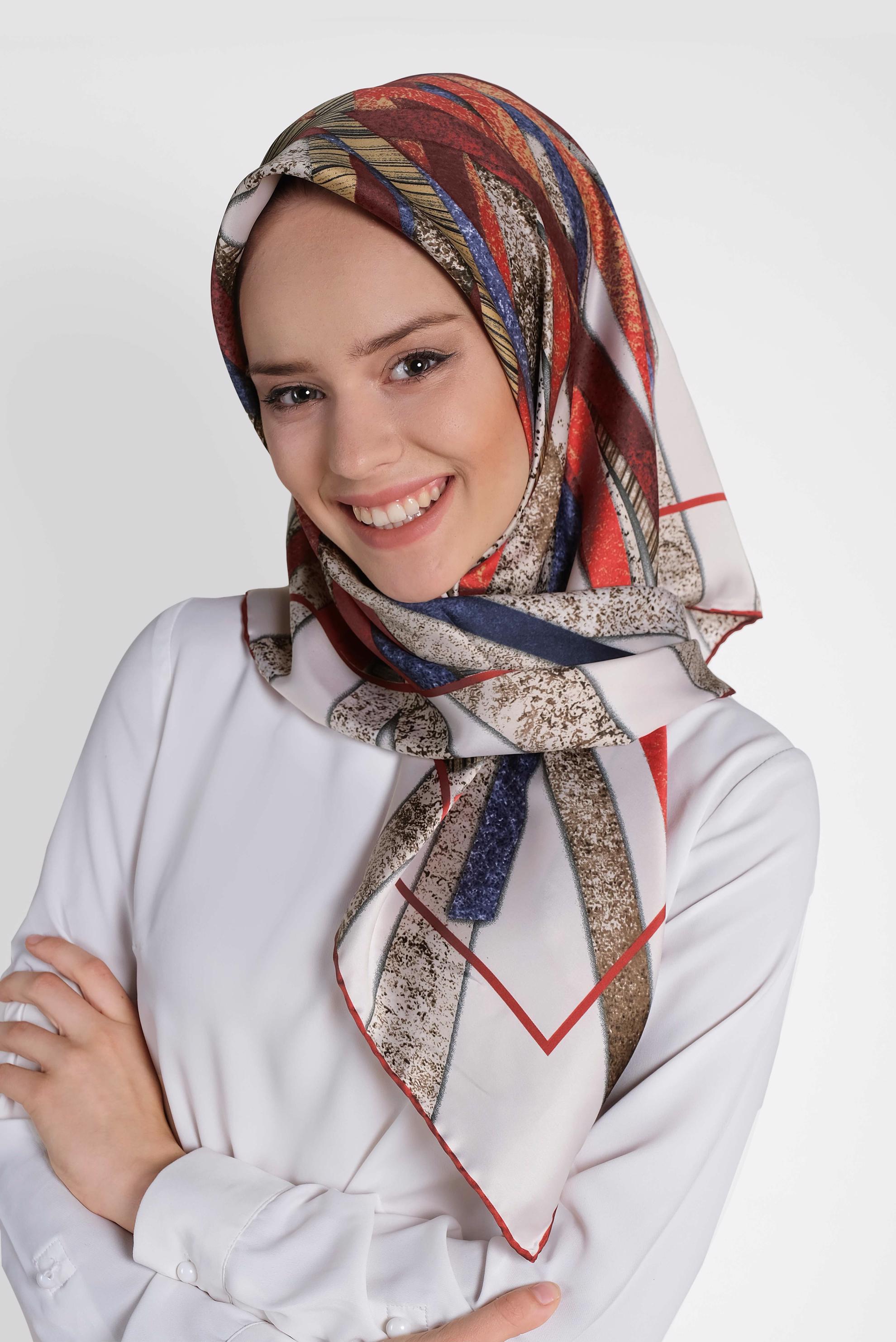 Tesettür giyim BEJ 13309-1 ALVİNA DESENLİ EŞARP