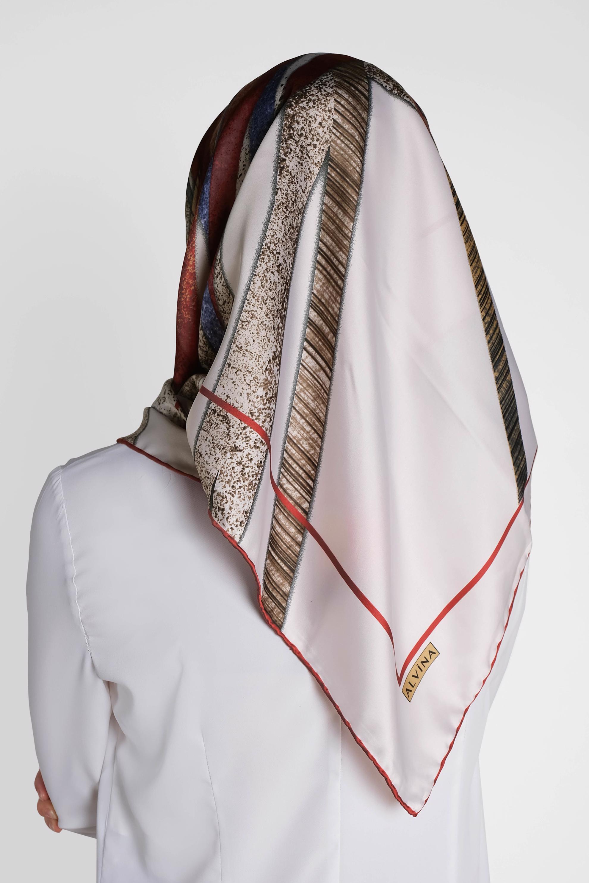 Tesettür giyim BEJ 13309-1 ALVİNA DESENLİ EŞARP