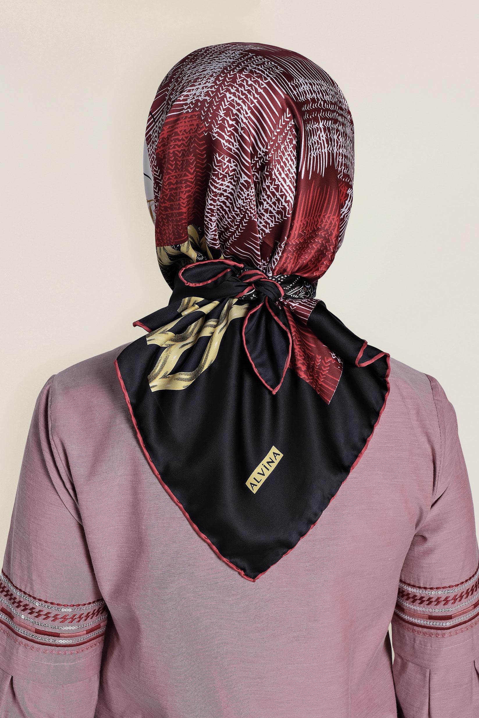 Tesettür giyim SİYAH 13310-1 ALVİNA DESENLİ EŞARP