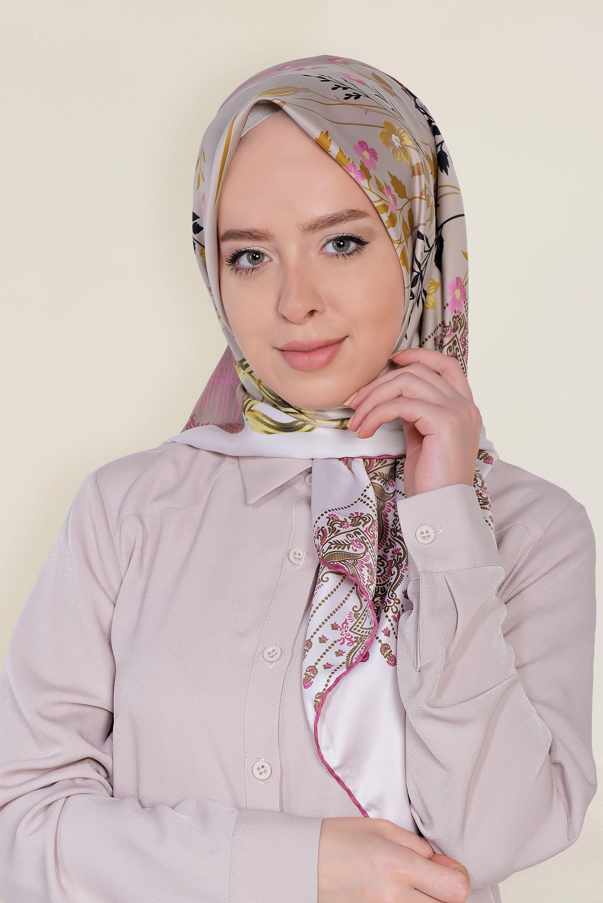 Tesettür giyim FUŞYA 13310-1 ALVİNA DESENLİ EŞARP