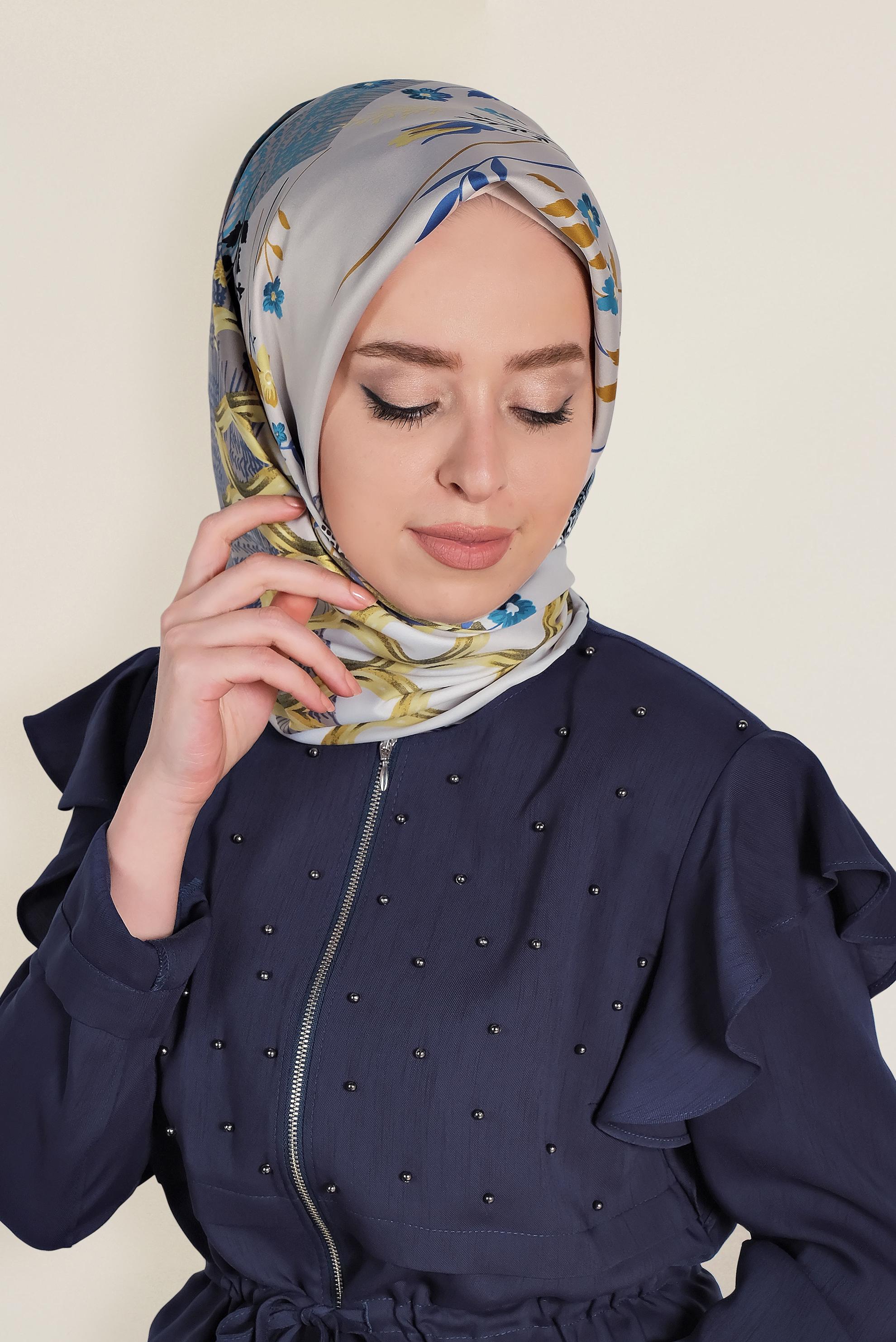 Tesettür giyim LACİVERT 13310-1 ALVİNA DESENLİ EŞARP