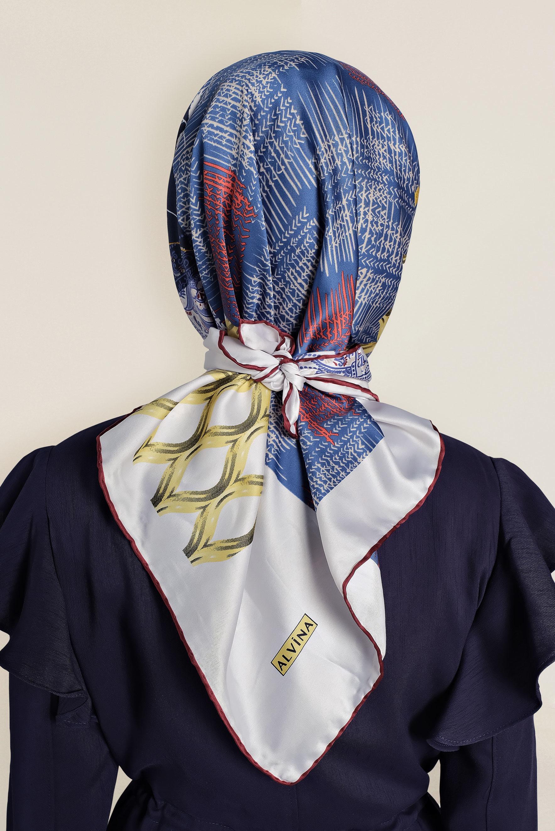 Tesettür giyim LACİVERT 13310-1 ALVİNA DESENLİ EŞARP