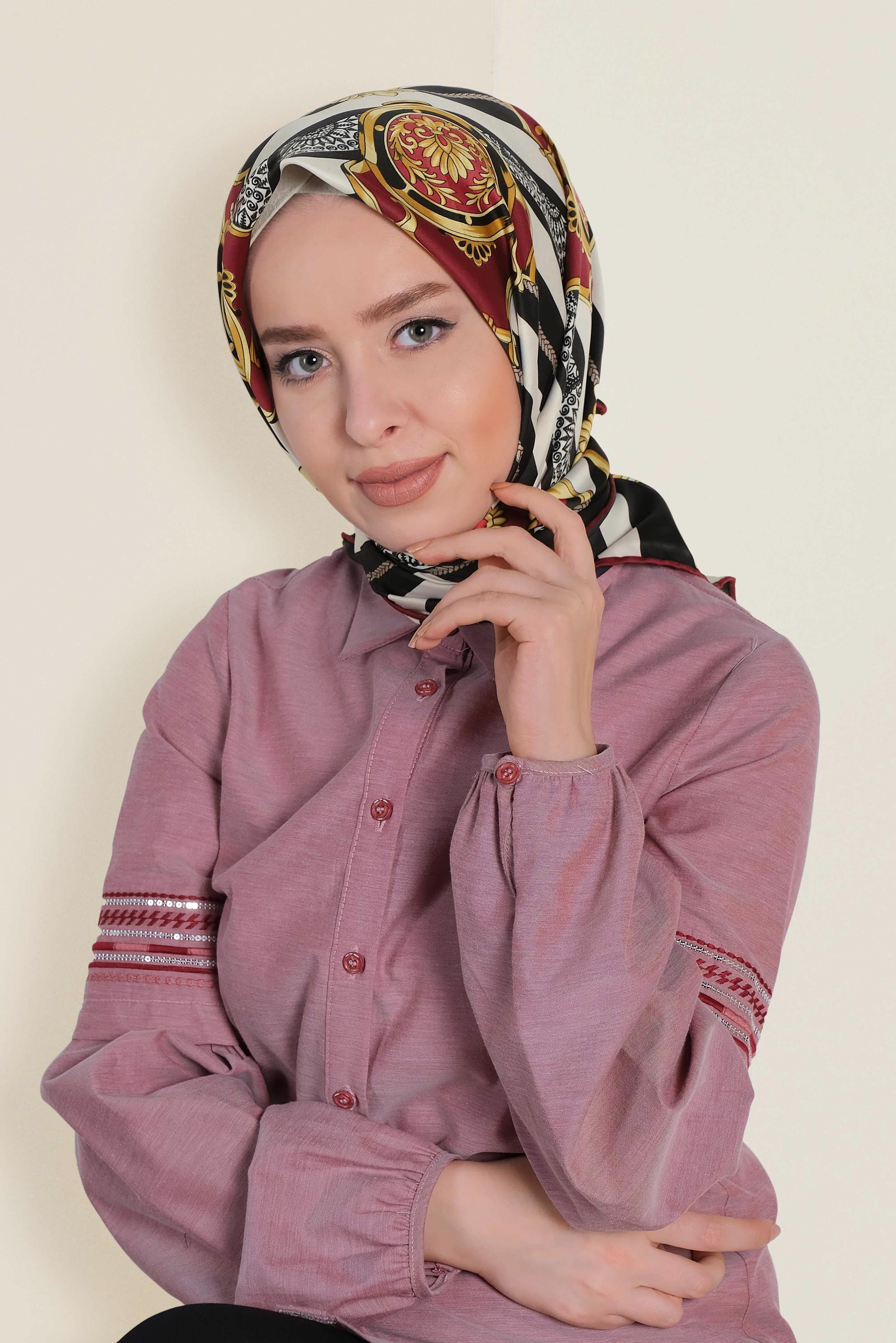 Tesettür giyim SİYAH 13311-1 ALVİNA DESENLİ EŞARP