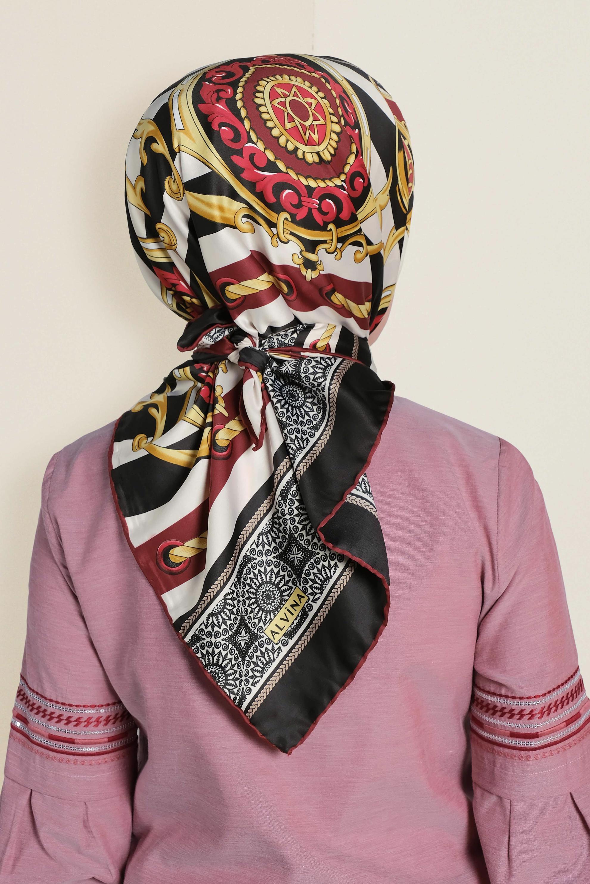 Tesettür giyim SİYAH 13311-1 ALVİNA DESENLİ EŞARP