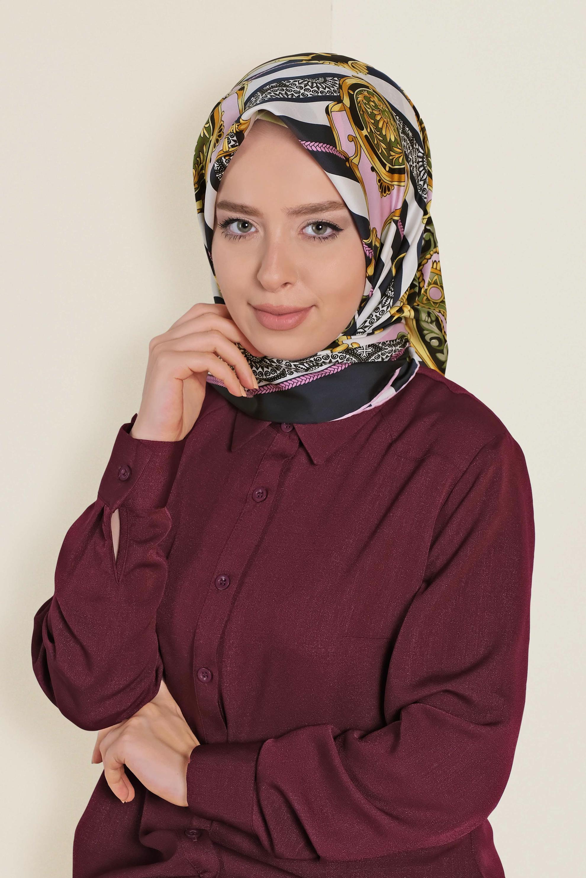 Tesettür giyim LACİVERT 13311-1 ALVİNA DESENLİ EŞARP