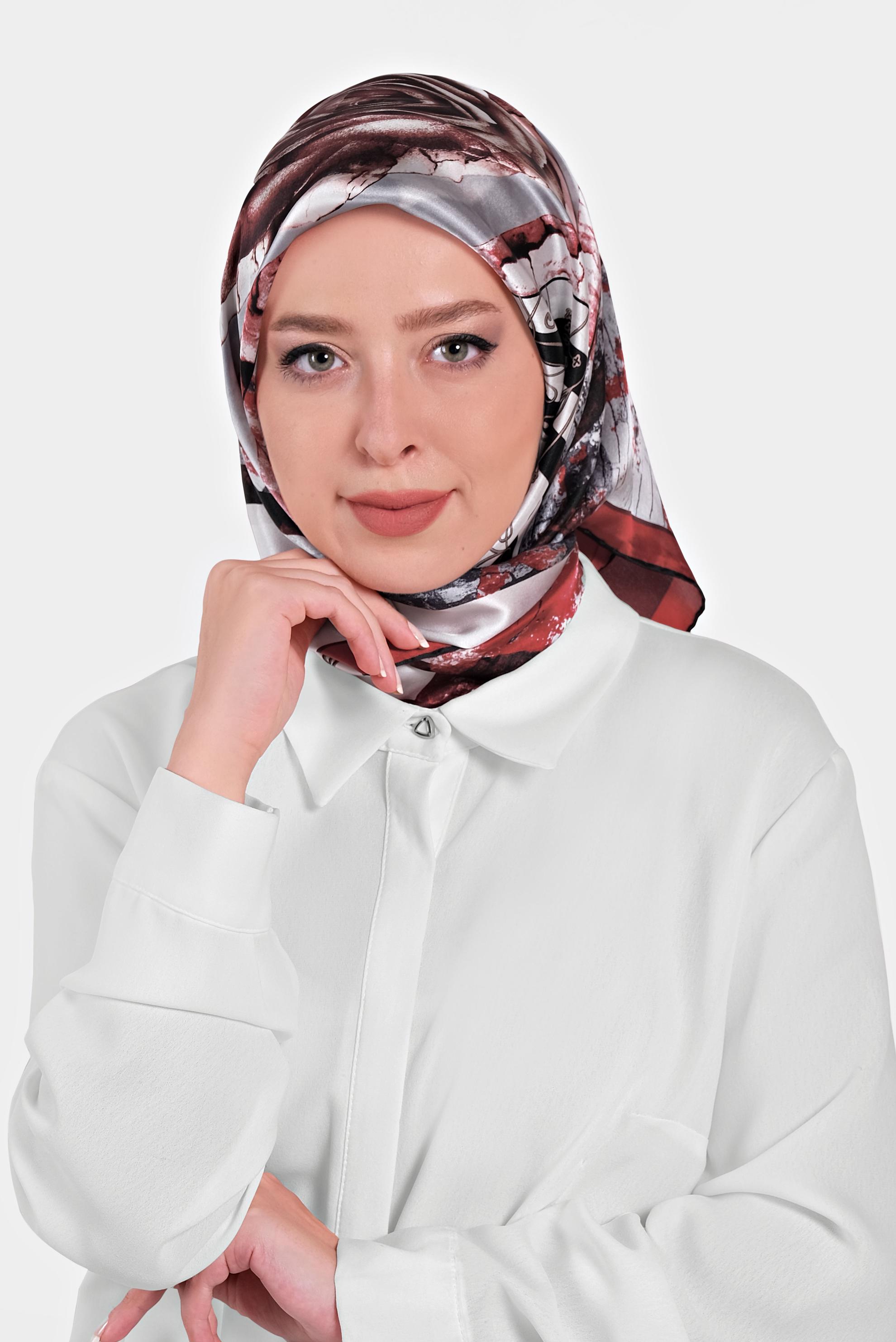 Tesettür giyim KIRMIZI 13312-1 ALVİNA İPEK EŞARP