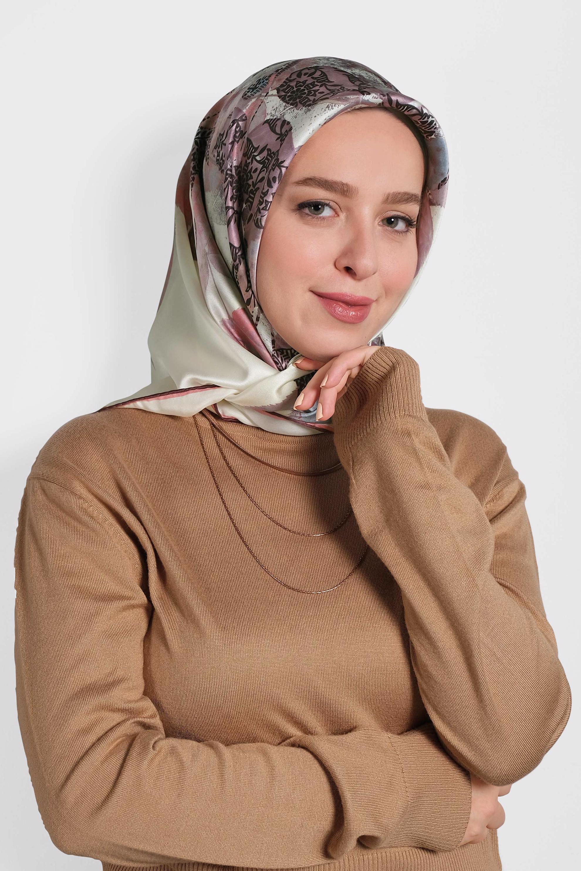 Tesettür giyim PEMBE 18403-1 ALVİNA İPEK EŞARP