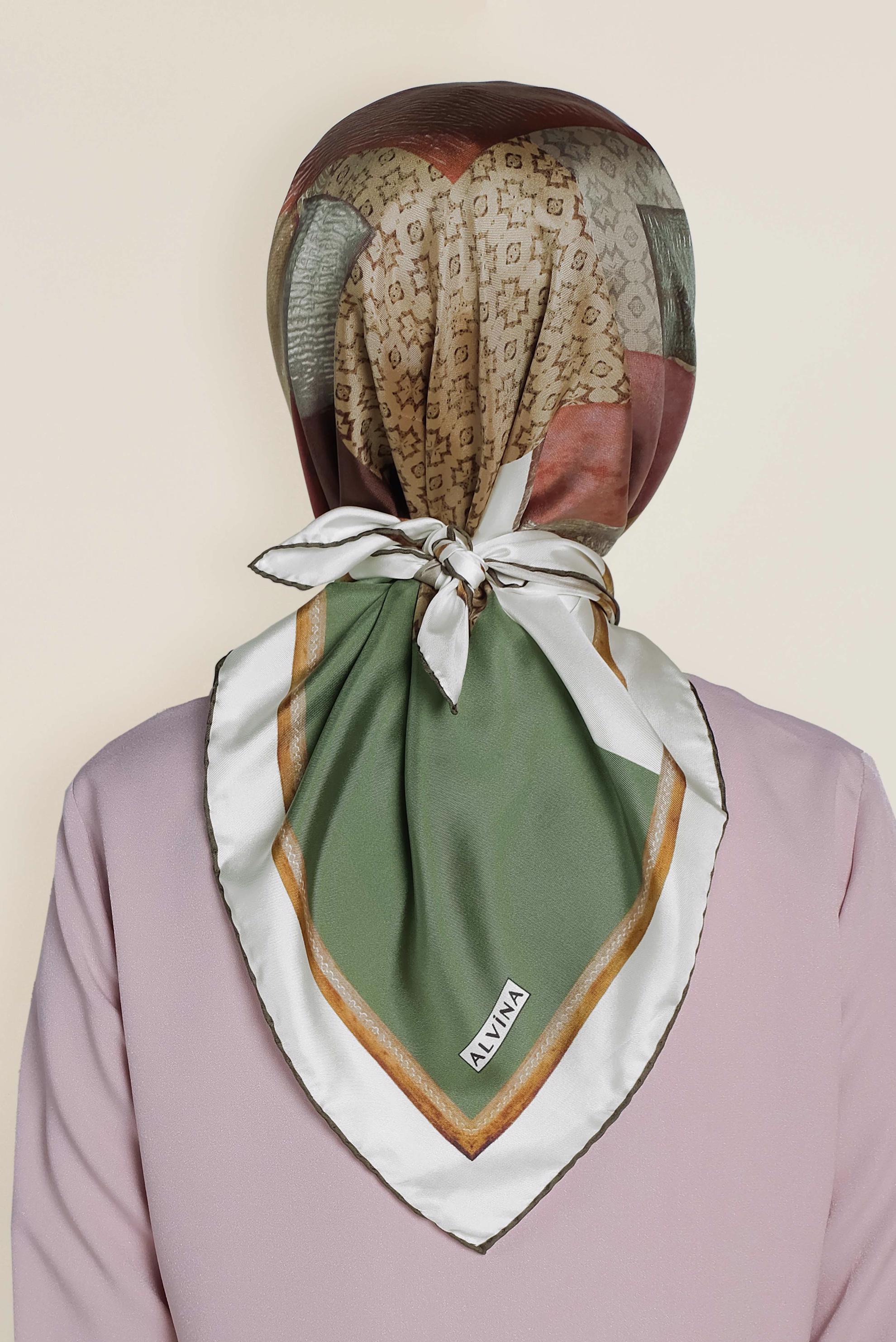 Tesettür giyim HAKİ 18412-1 ALVİNA TWİLL İPEK EŞARP