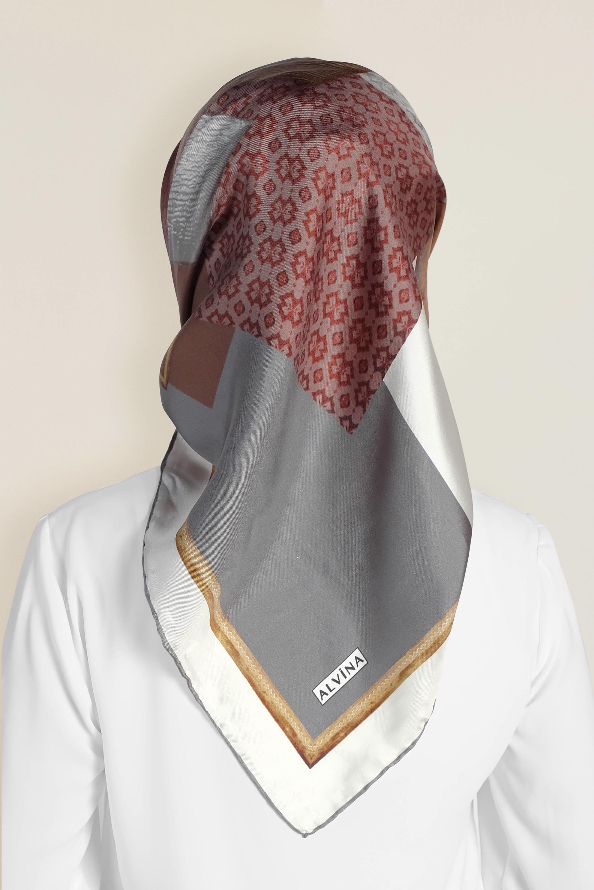 Tesettür giyim VİZON 18412-1 ALVİNA TWİLL İPEK EŞARP