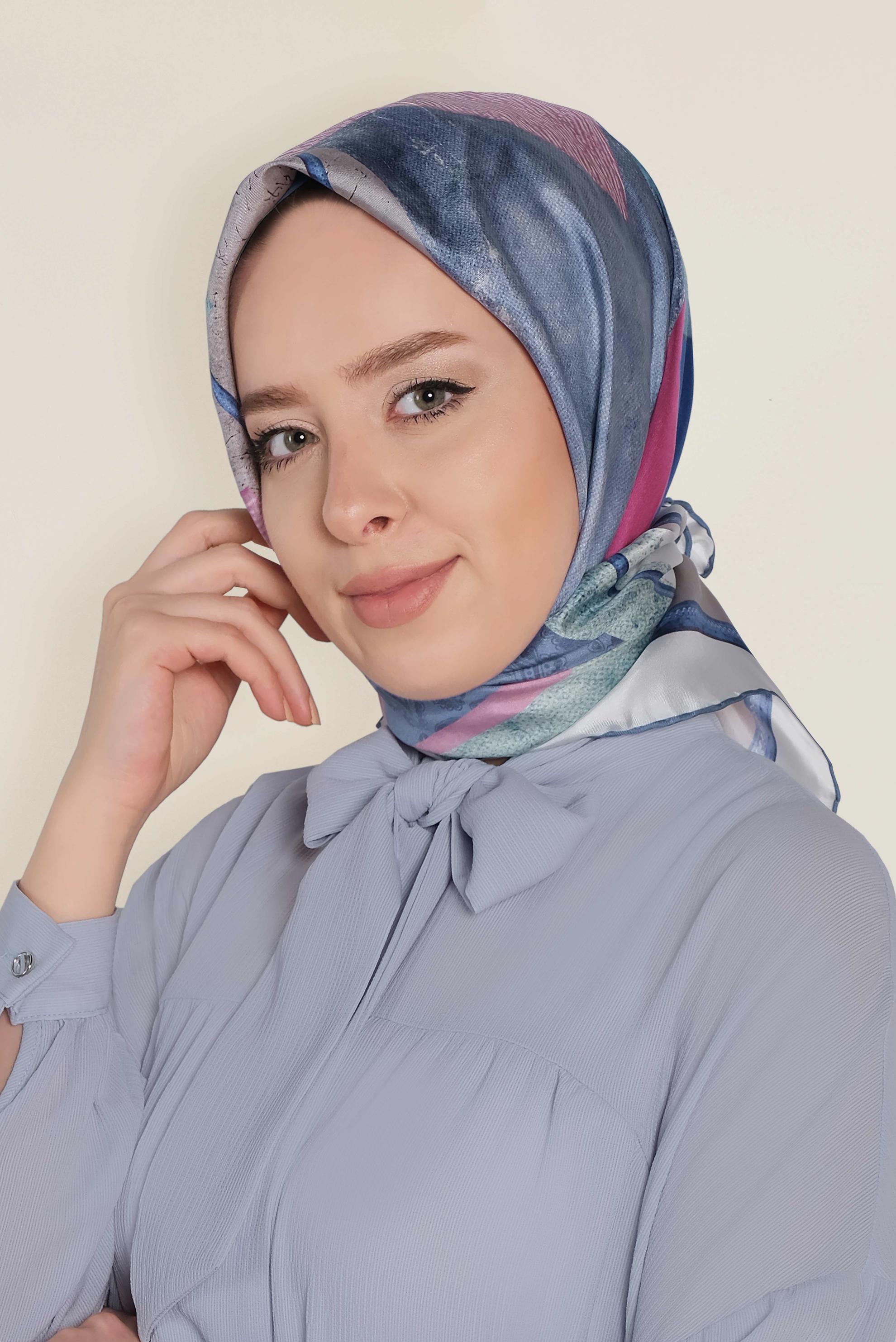 Tesettür giyim LACİVERT 18412-1 ALVİNA TWİLL İPEK EŞARP