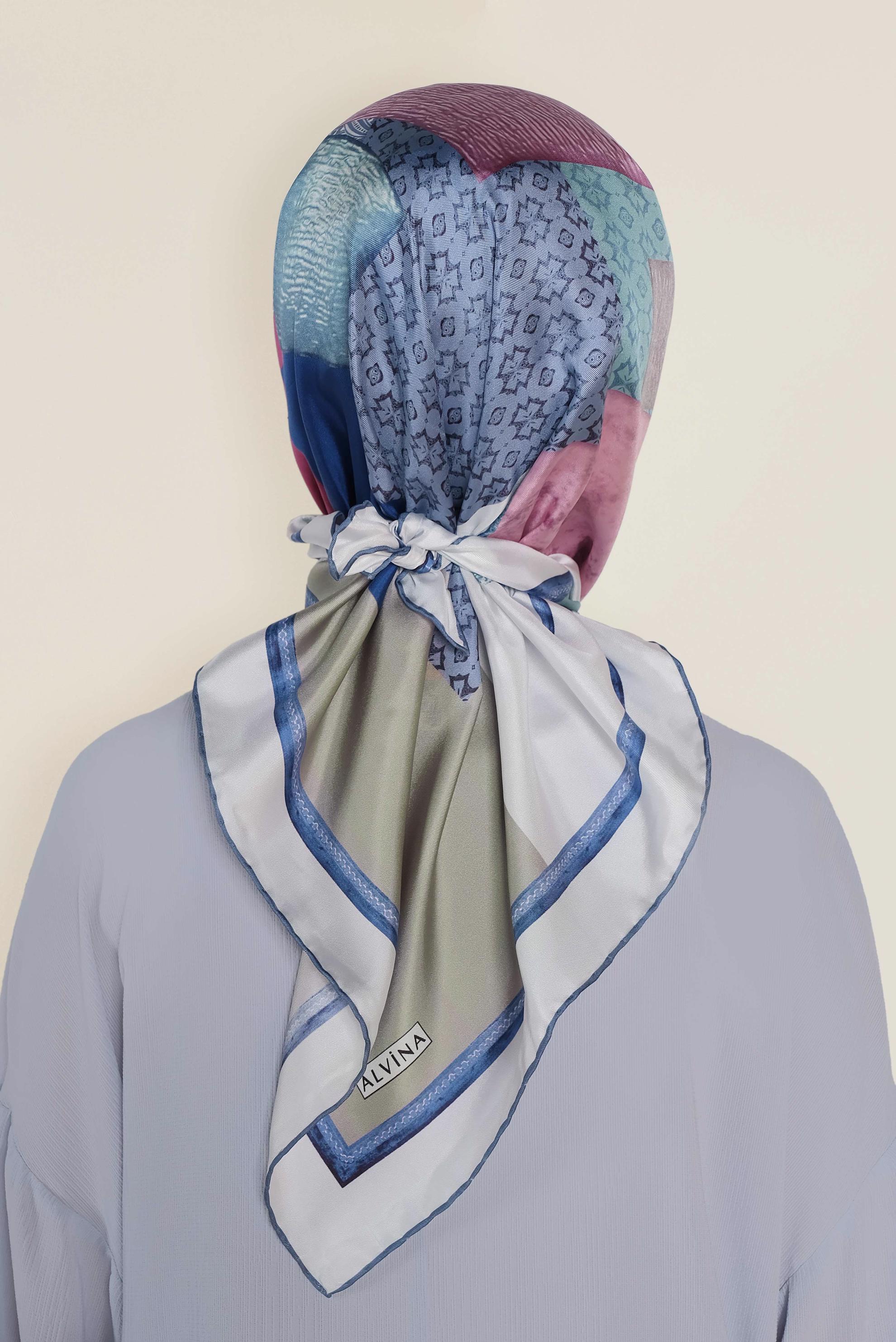 Tesettür giyim LACİVERT 18412-1 ALVİNA TWİLL İPEK EŞARP