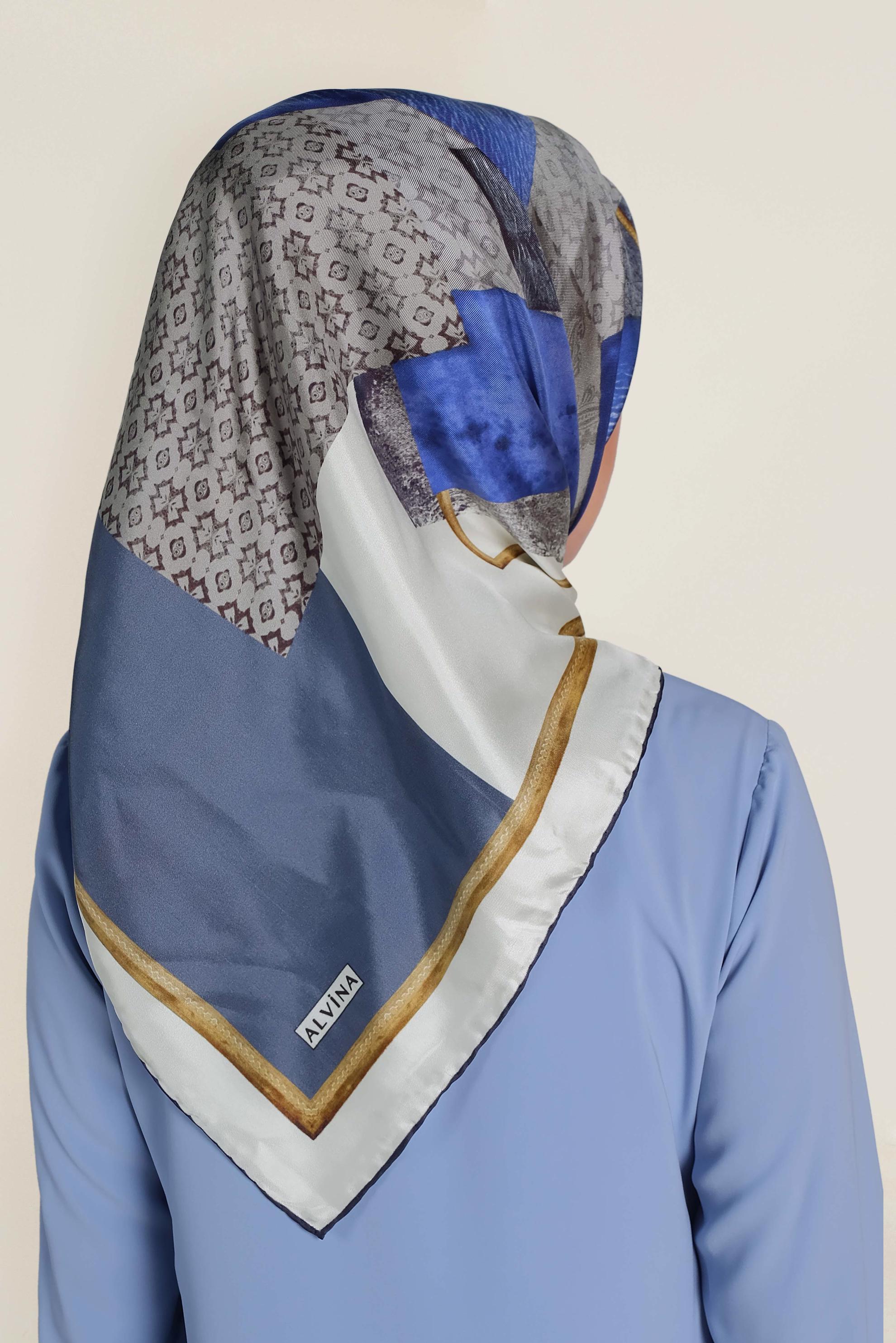 Hijab clothing BLUE 18412-1 ALVİNA TWİLL İPEK EŞARP