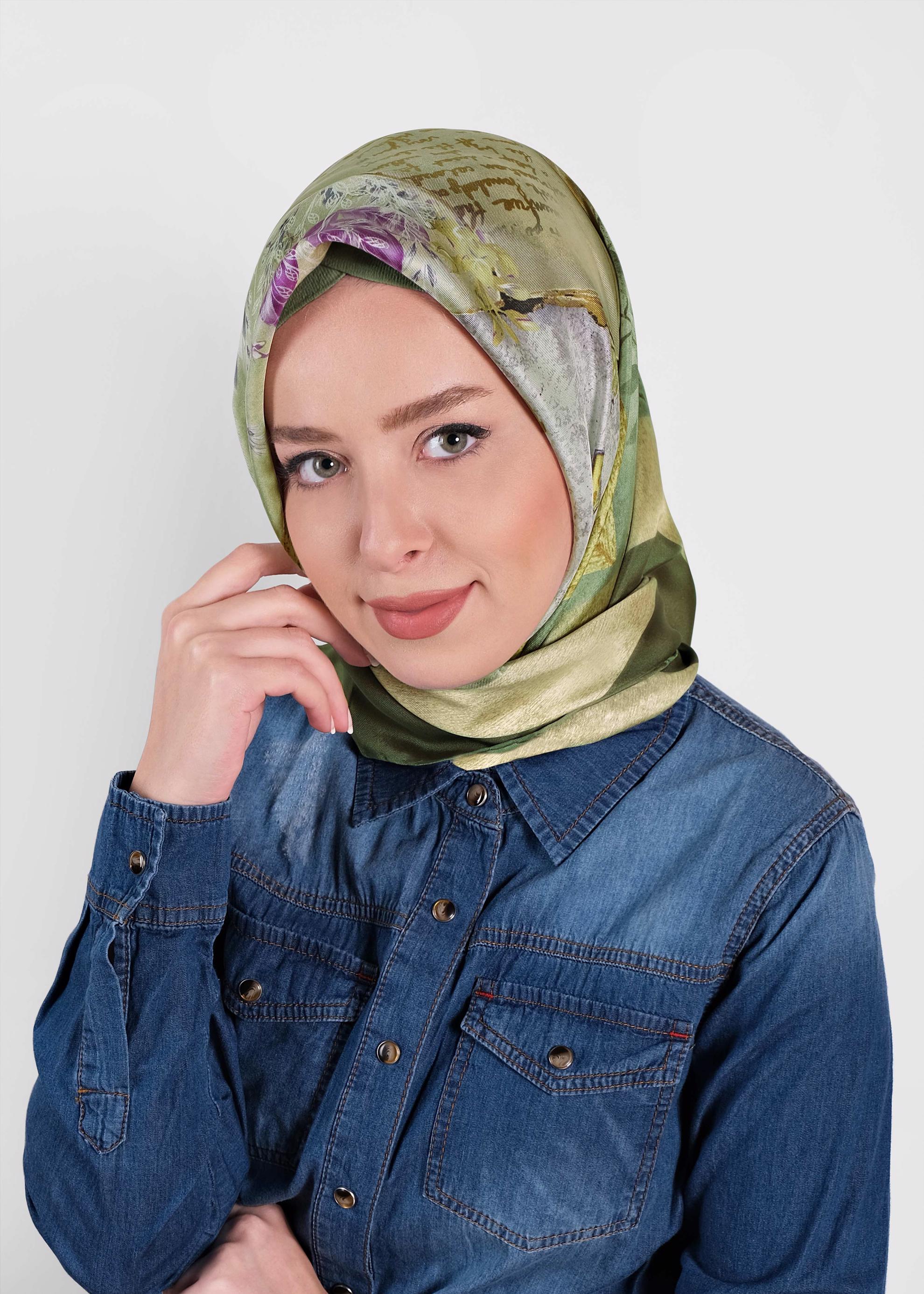 Hijab clothing KHAKI 19121-1 ALVİNA İPEK EŞARP