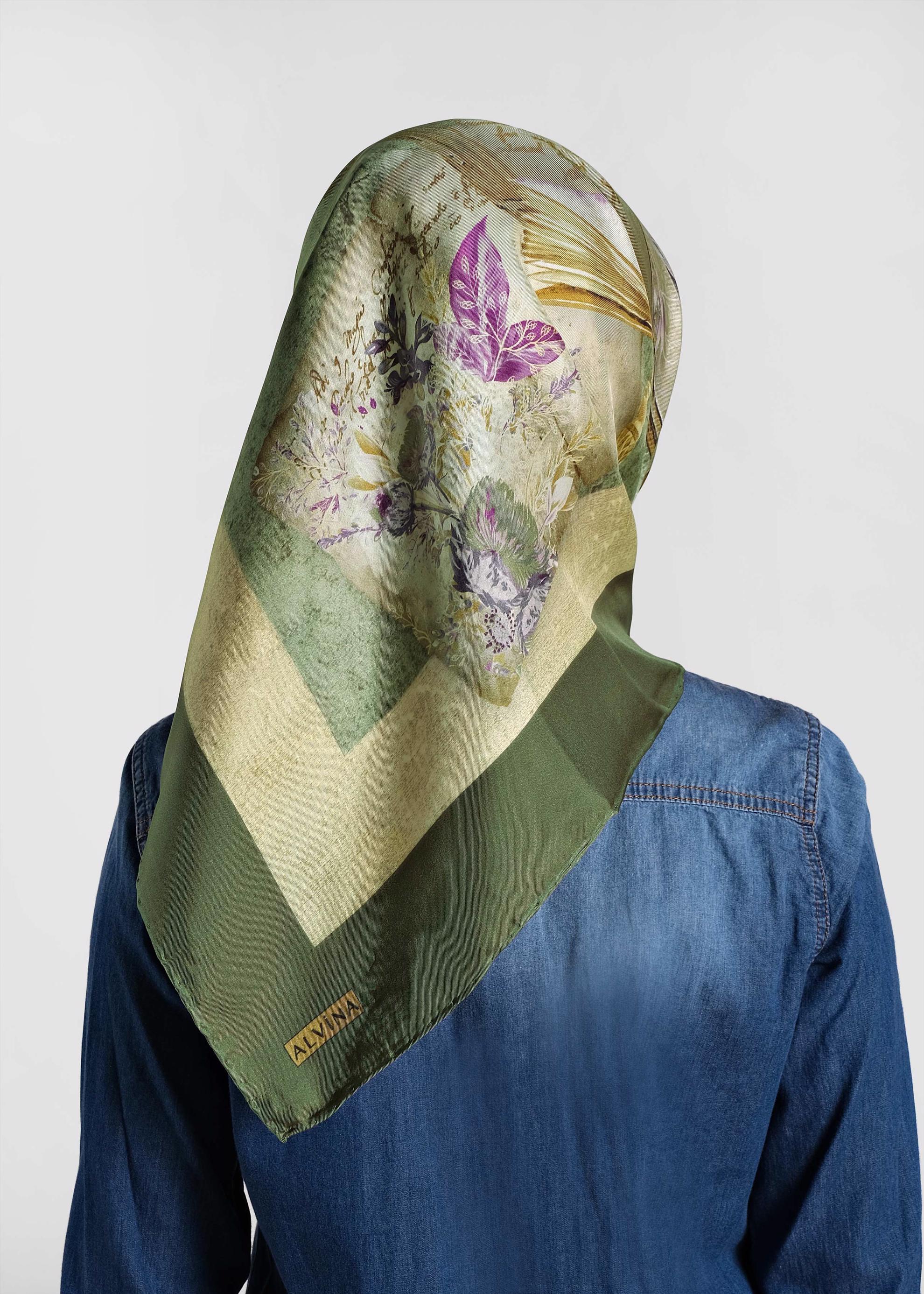 Hijab clothing KHAKI 19121-1 ALVİNA İPEK EŞARP