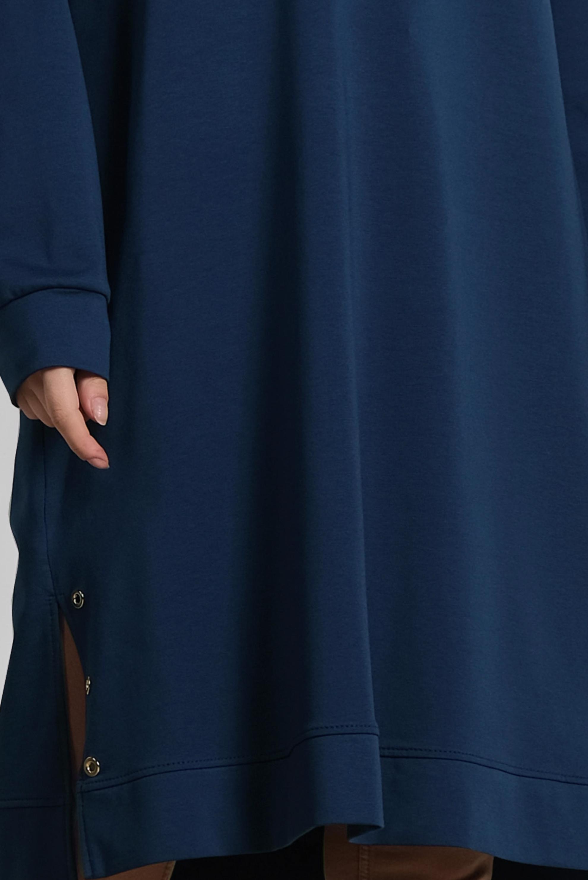 Tesettür giyim LACİVERT LEOPAR DESENİ DETAYLI PAMUKLU TUNİK 4038