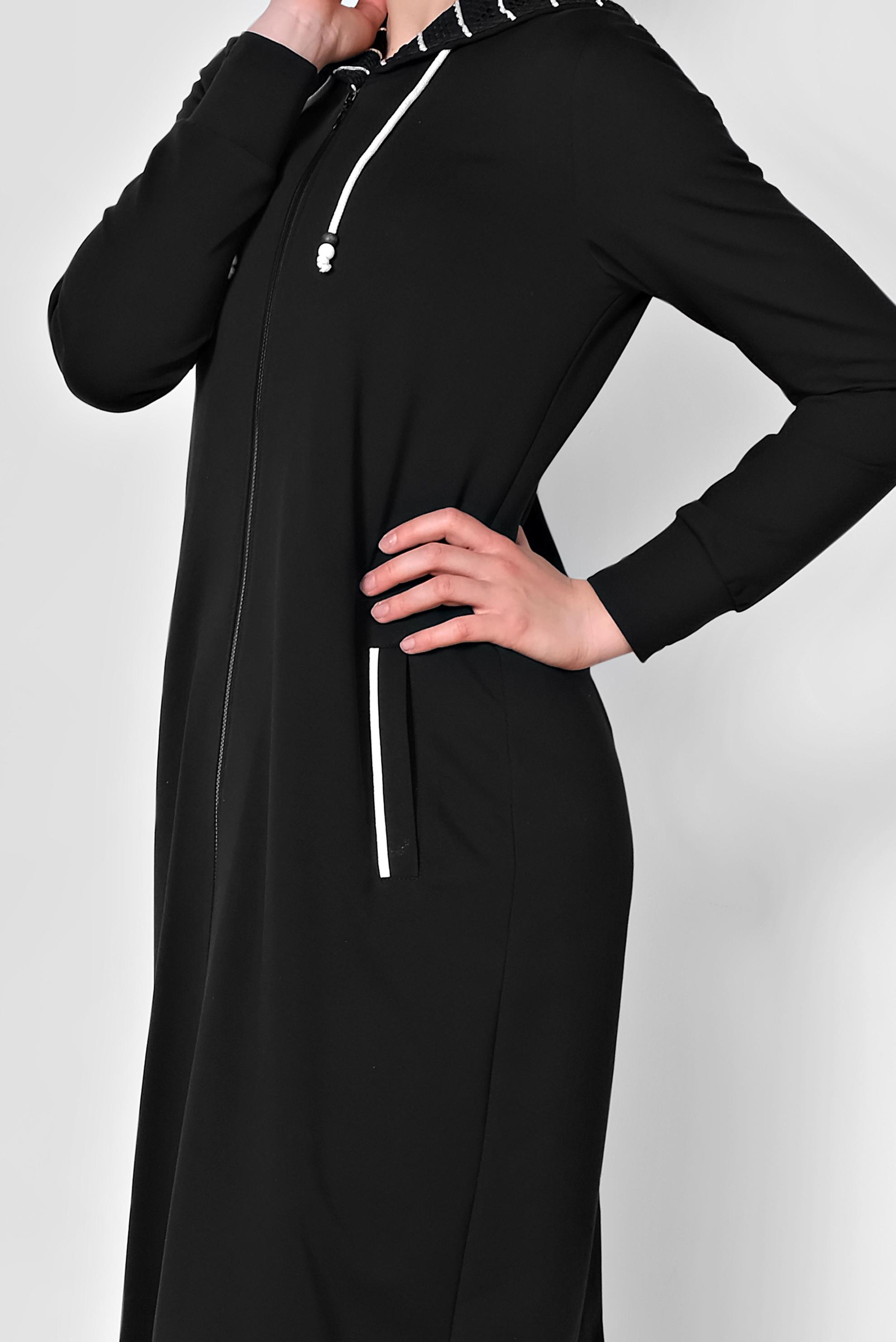 Tesettür giyim SİYAH CEPLİ FERMUARLI UZUN EŞOFMAN TUNİK 4042