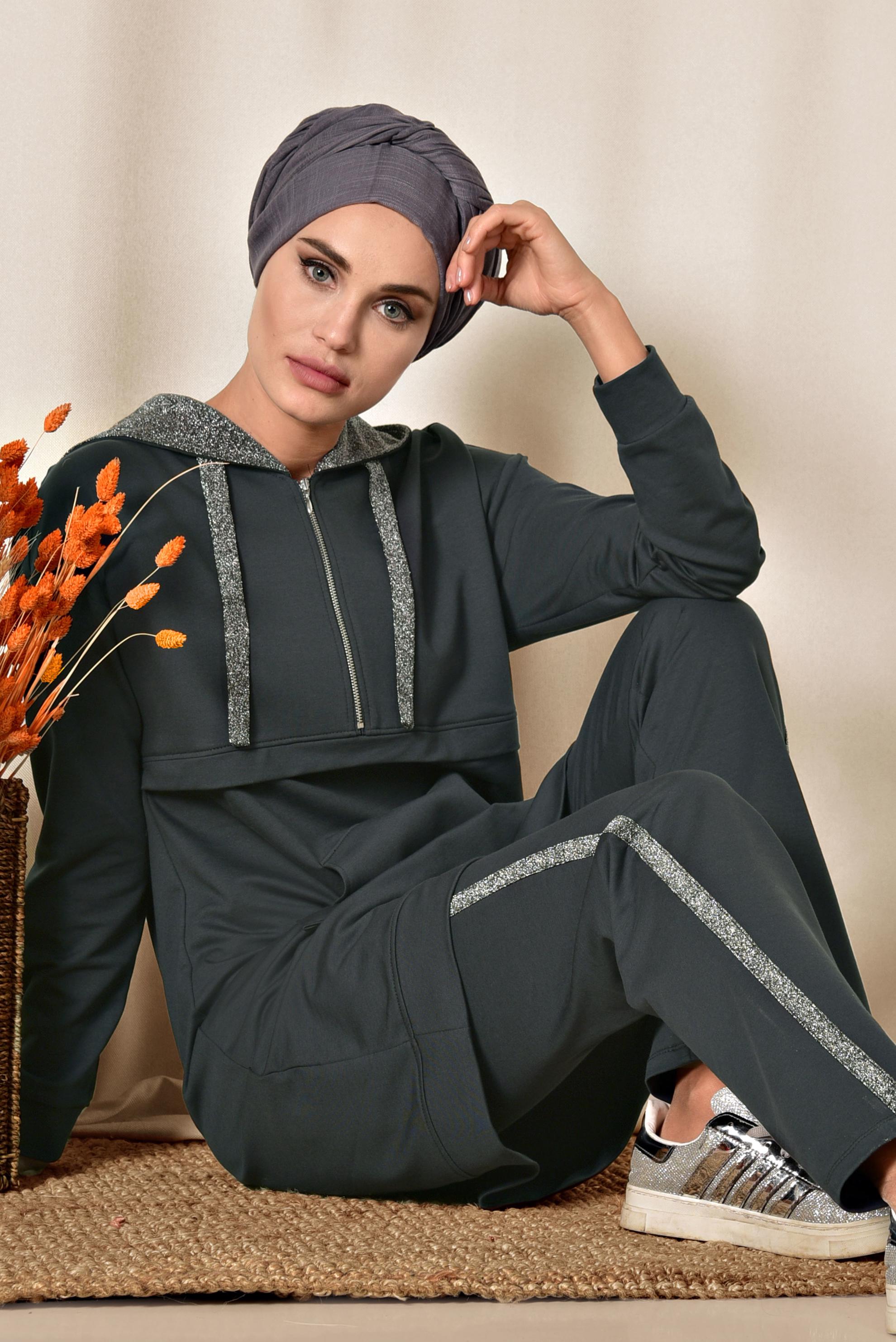 Tesettür giyim LACİVERT CEP DETAYLI PENYE EŞOFMAN TAKIM 4069 