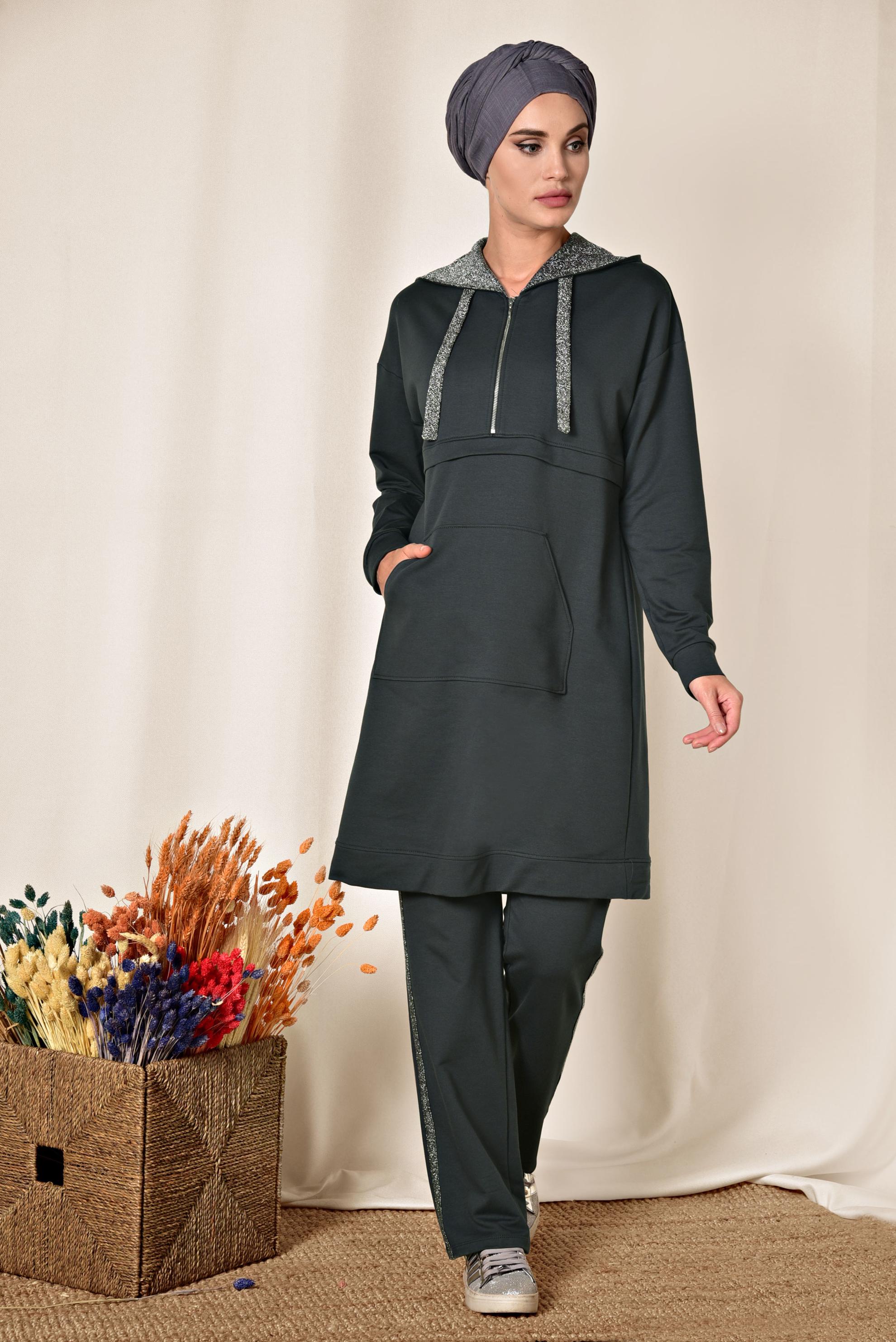 Tesettür giyim LACİVERT CEP DETAYLI PENYE EŞOFMAN TAKIM 4069 