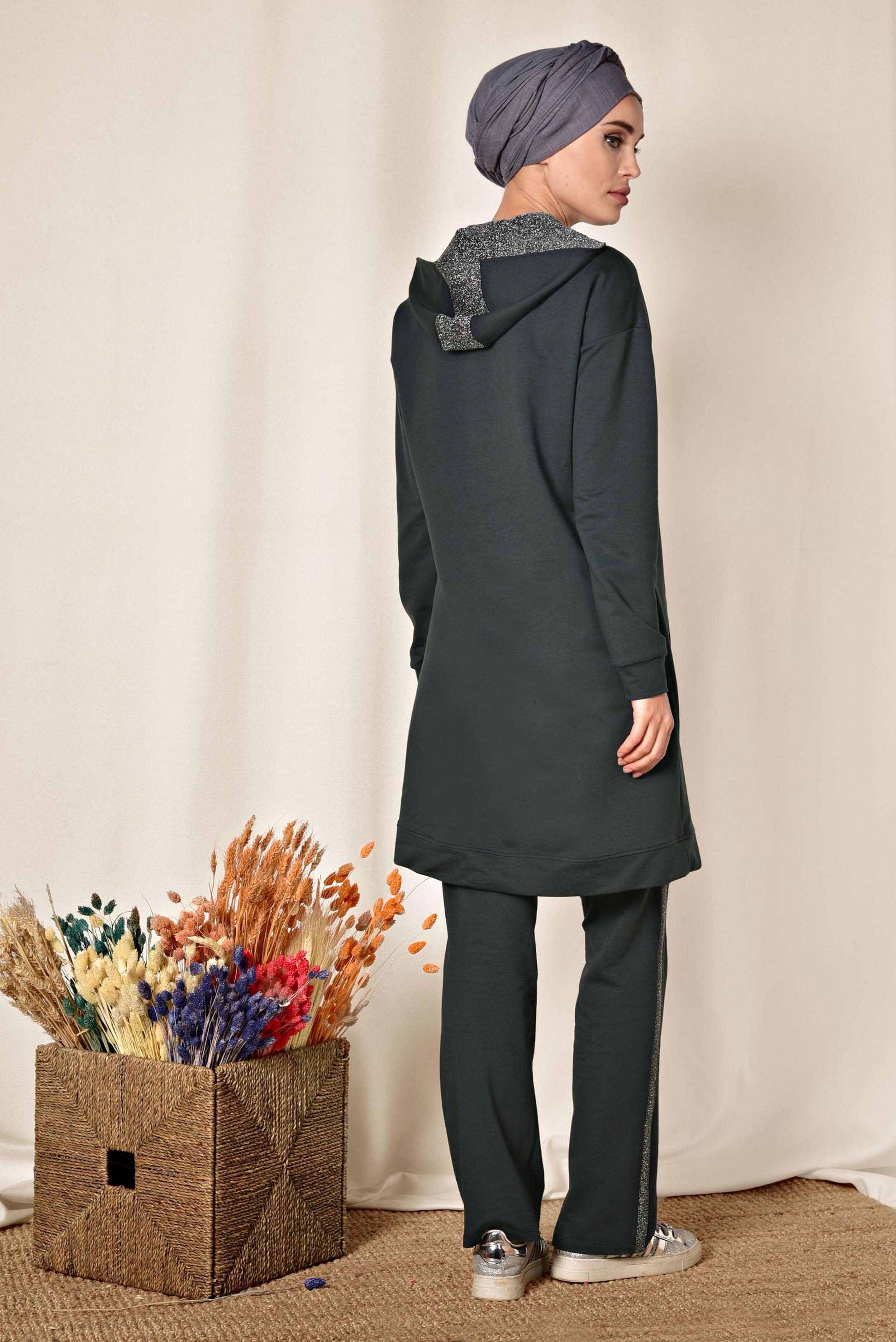 Tesettür giyim LACİVERT CEP DETAYLI PENYE EŞOFMAN TAKIM 4069 