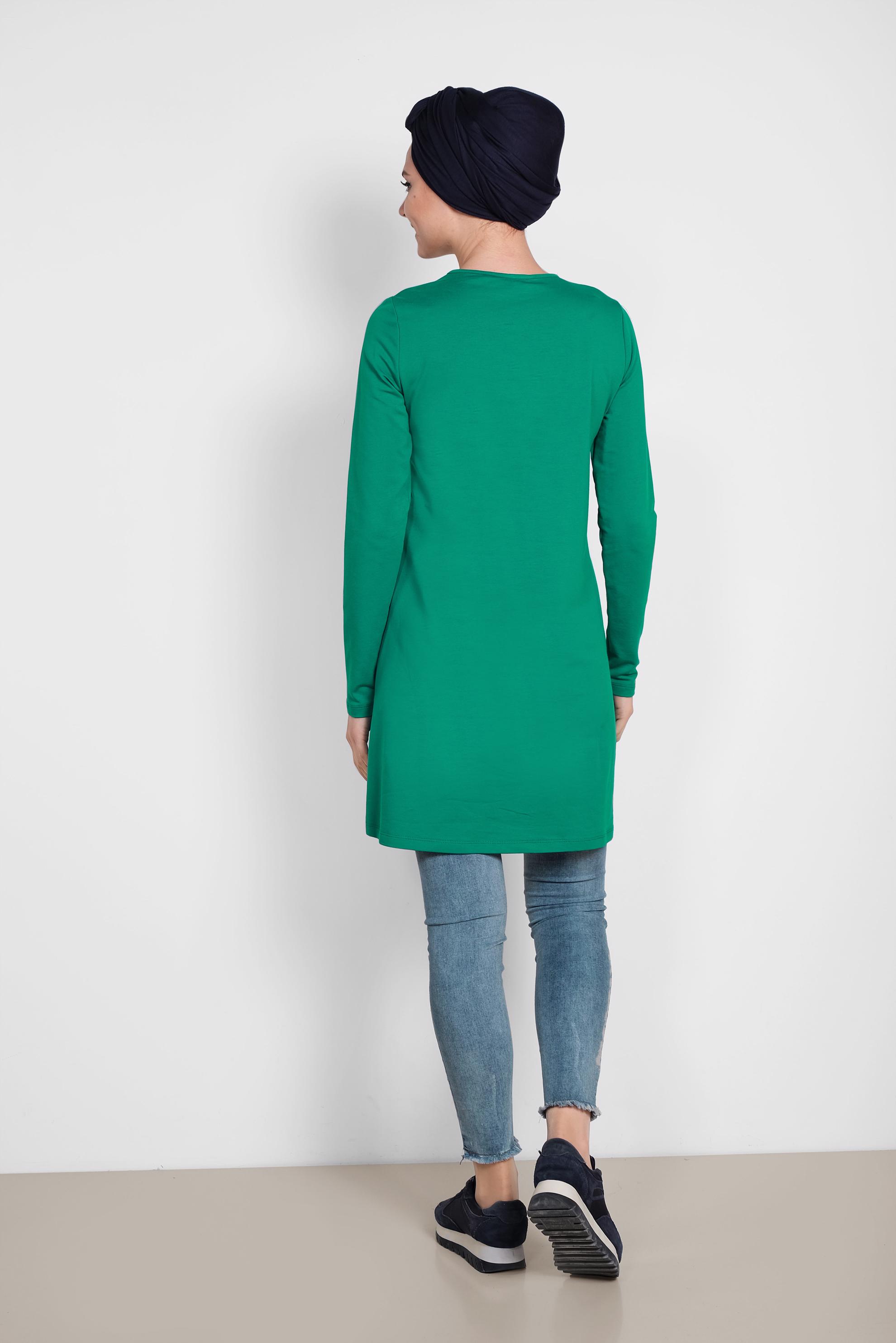 Tesettür giyim YEŞİL YAZI BASKILI EŞOFMAN TUNİK 4075 