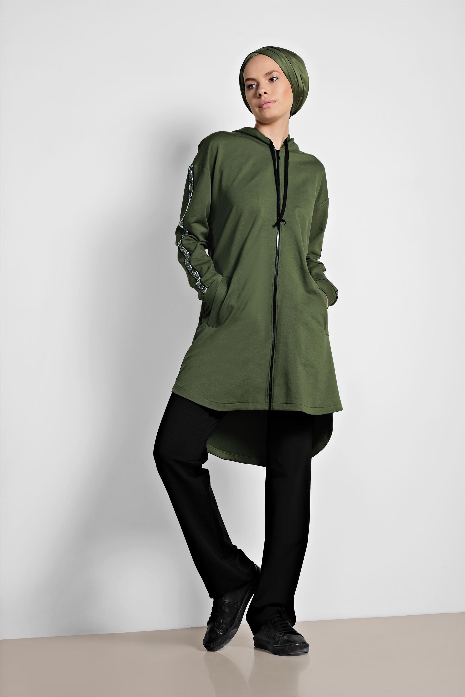 Hijab clothing KHAKI Sequin Tracksuit Tunic 4199 