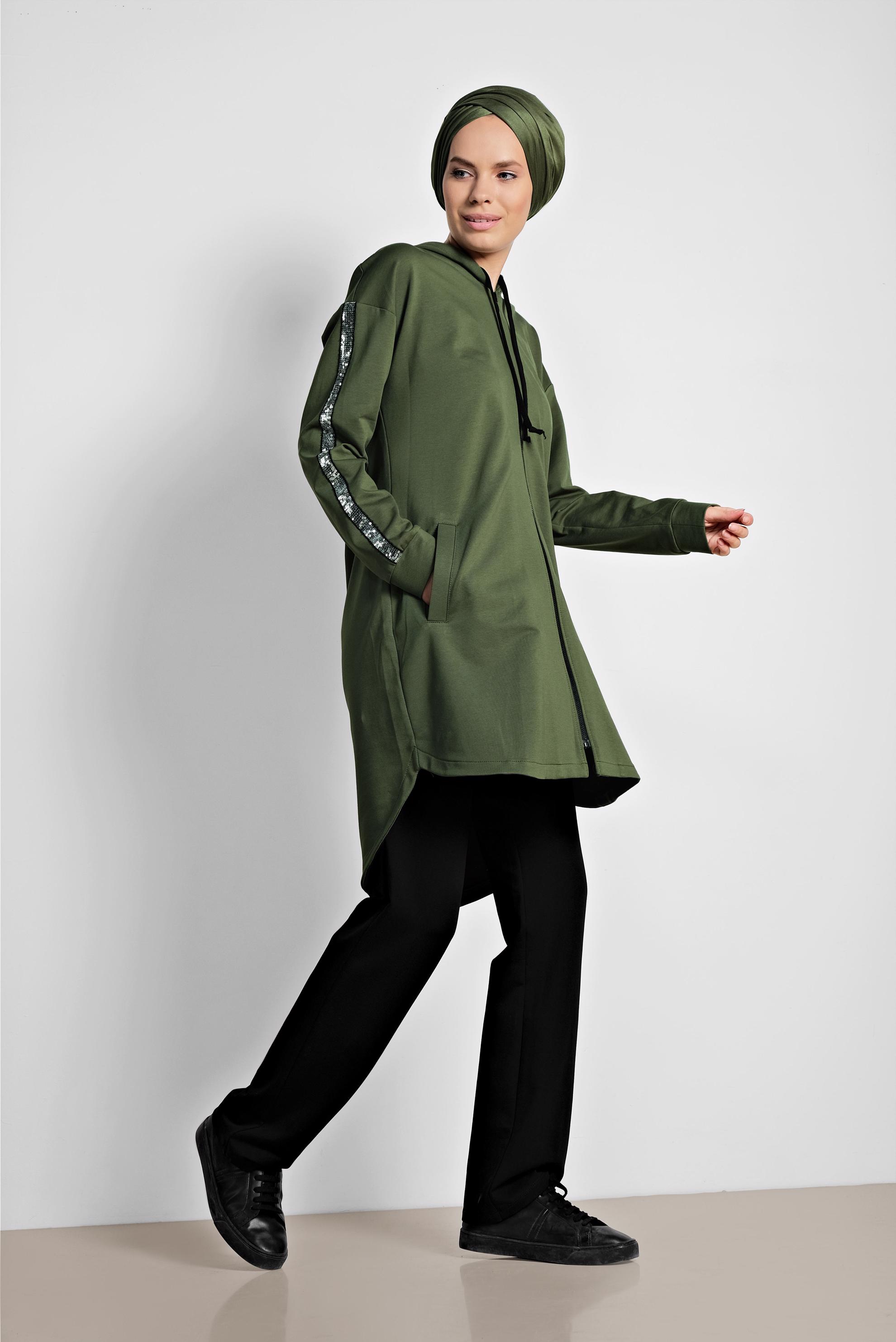 Hijab clothing KHAKI Sequin Tracksuit Tunic 4199 